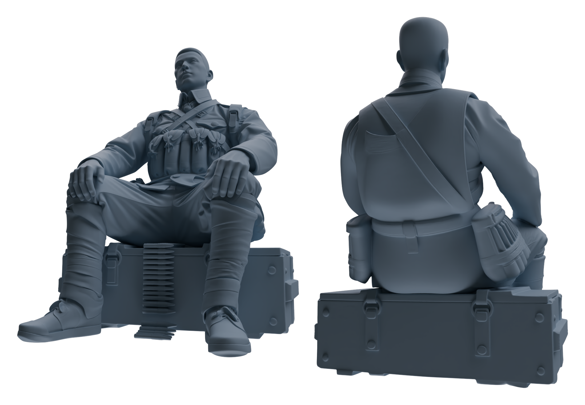 Detail view of MRY-SFW LYGR608 Historical People's Liberation Army Seven-Person Rest Group Model