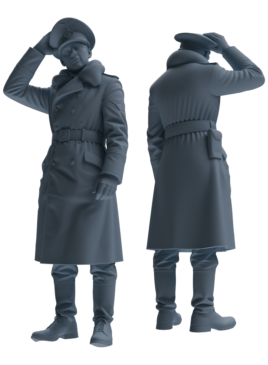 Detail view of MRY-SFW LYGR702 WWII German Army Story Scene Six-Person Vehicle Rollover Accident Group Model