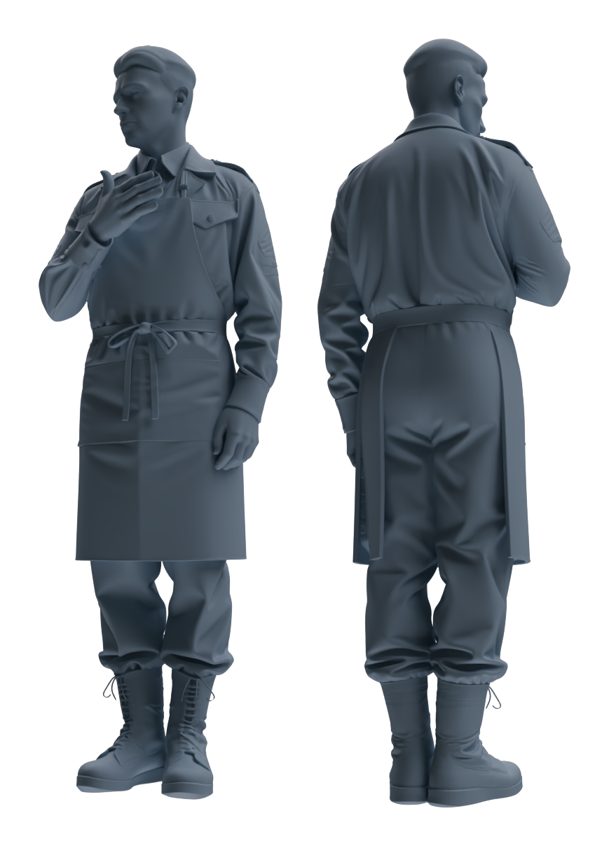 Detail view of MRY-SFW LYGR592 Historical WWII U.S. Army Seven-Person Mess Hall Group Model