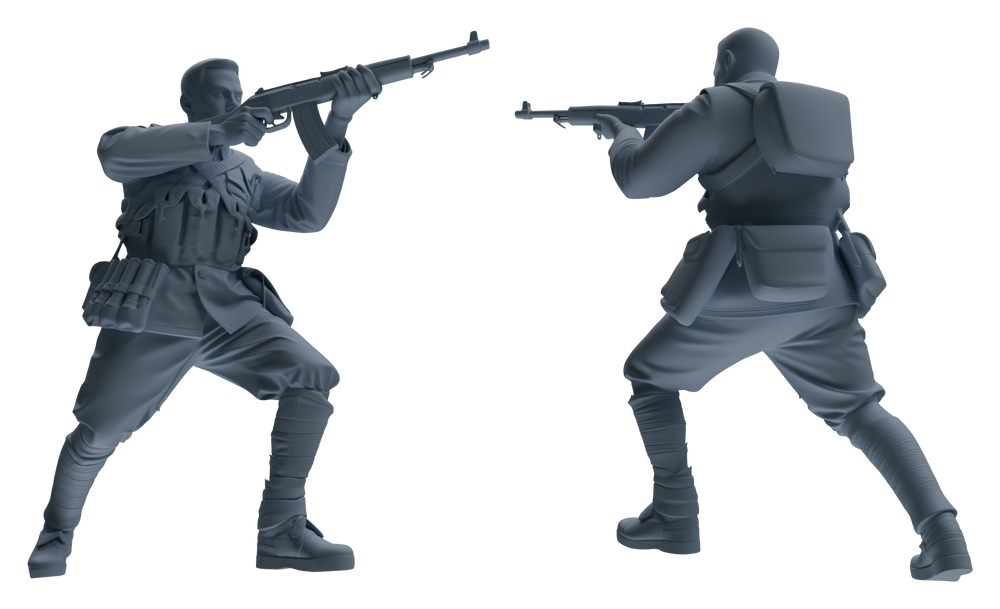 Detail view of MRY-SFW LYGR609 Historical People's Liberation Army Seven-Person Battle Group Model