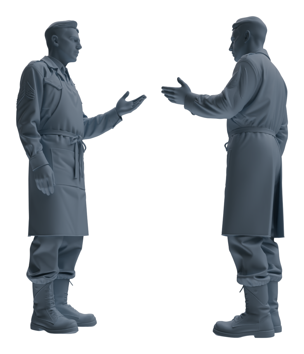 Detail view of MRY-SFW LYGR592 Historical WWII U.S. Army Seven-Person Mess Hall Group Model