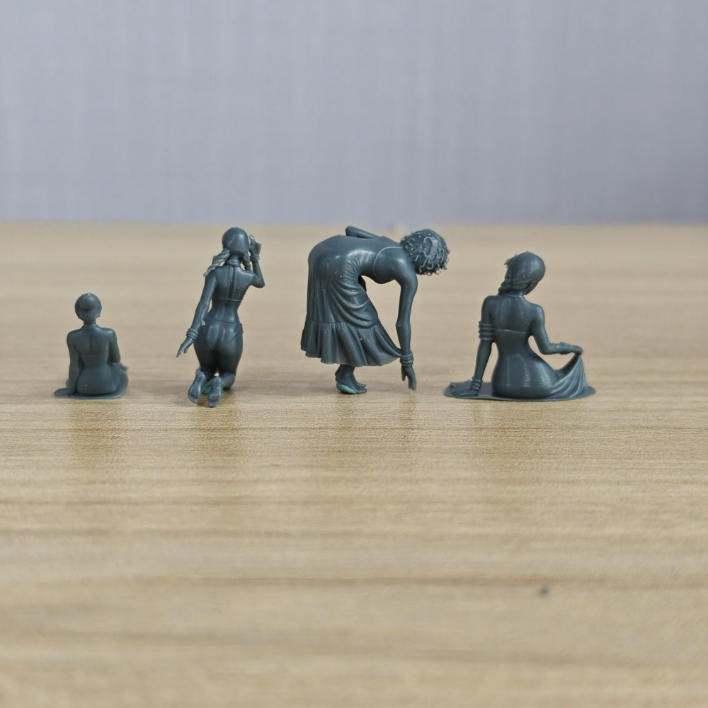 Detail view of MRY-SFW LYTR741 Modern Beach Sitting Female 4 pcs Miniature Car Diorama Figures Scene Props Accessories Resin Model
