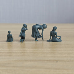 Detail view of MRY-SFW LYTR741 Modern Beach Sitting Female 4 pcs Miniature Car Diorama Figures Scene Props Accessories Resin Model