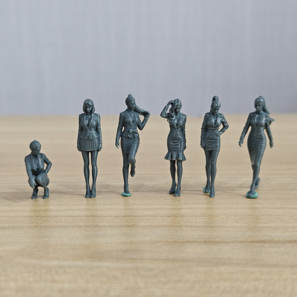 MRY-SFW LYTR711 Modern Figure Professional Businesswoman Style 6 pcs Miniature Car Diorama Figures Scene Props Accessories Resin 3D Printed Resin Model Kit by SSMODEL