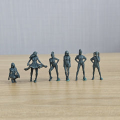 MRY-SFW LYTR638 Modern Sexy Hot Girl Style Young Female Multi-Pose Six-Person Set Miniature Car Diorama Figures Scene Props Accessories Resin 3D Printed Resin Model Kit by SSMODEL