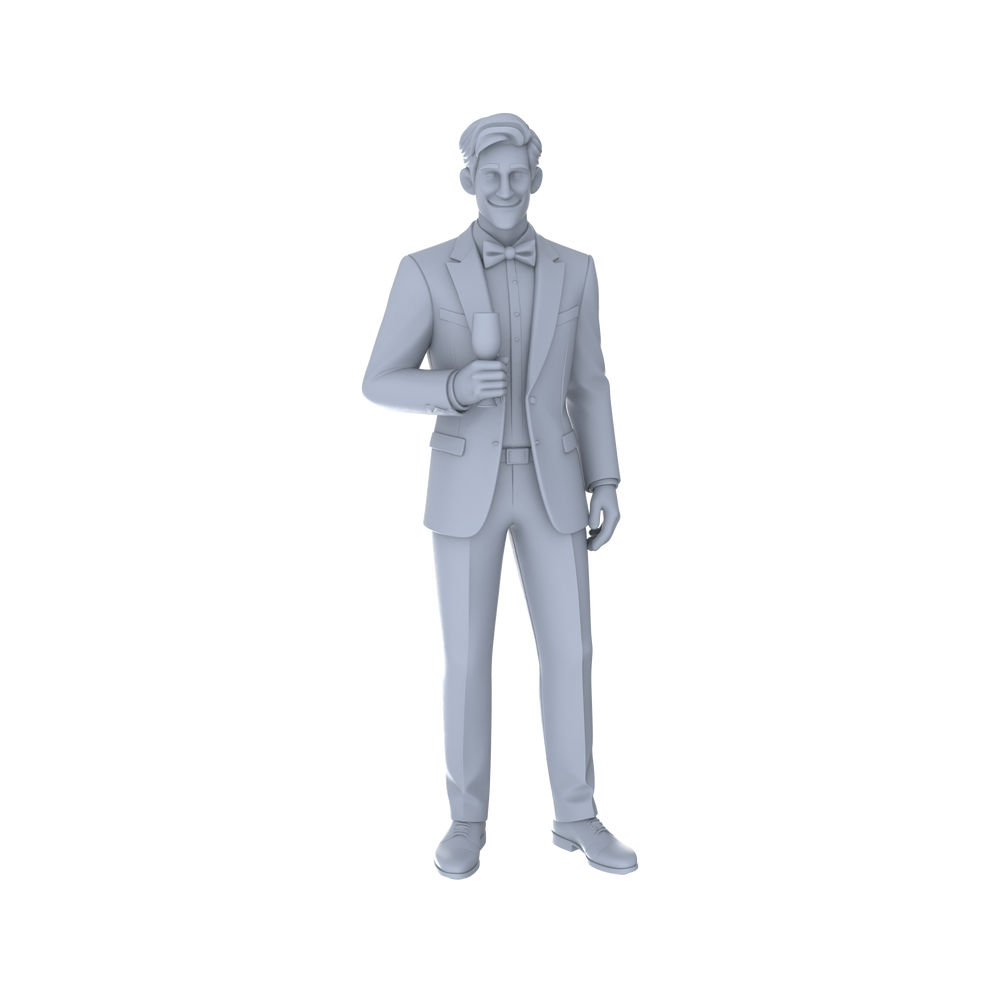 Detail view of Yao's Studio LYTR122 Urban High-End Dinner Party Scene Resin Miniature Model 4-Figure Set - Gents & Formal Attire Figures Unpainted DIY Model Painting Dinner Party Decor 1set Model