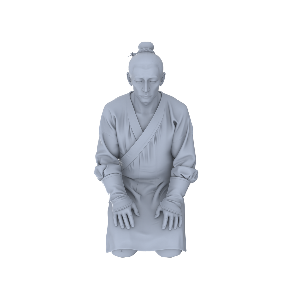 Detail view of Yao's Studio LYTR126  3D - printed Models of Traditional Prisoner - themed Figures (Sitting, Standing, Chained Styles) 1set Model
