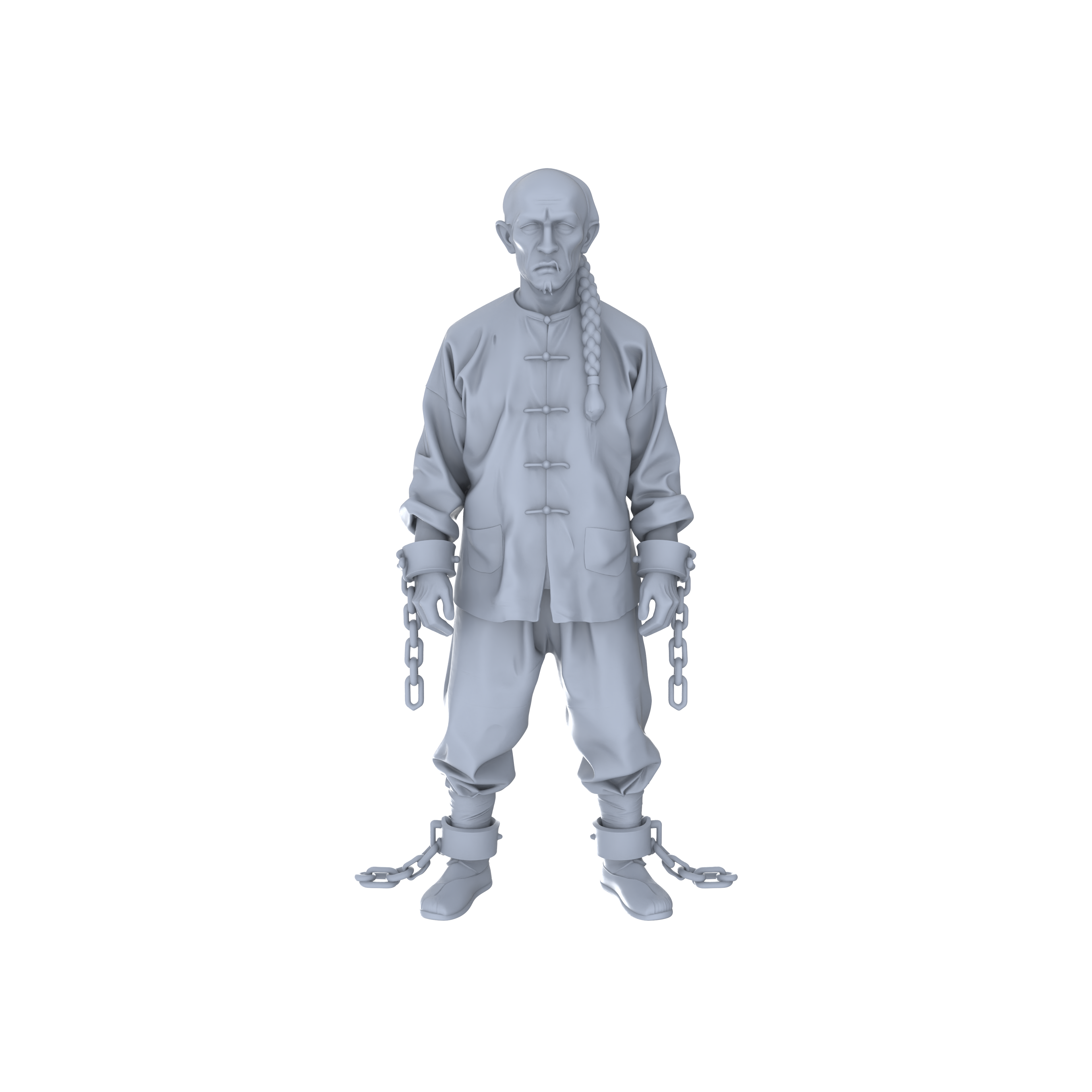 Detail view of Yao's Studio LYTR126  3D - printed Models of Traditional Prisoner - themed Figures (Sitting, Standing, Chained Styles) 1set Model