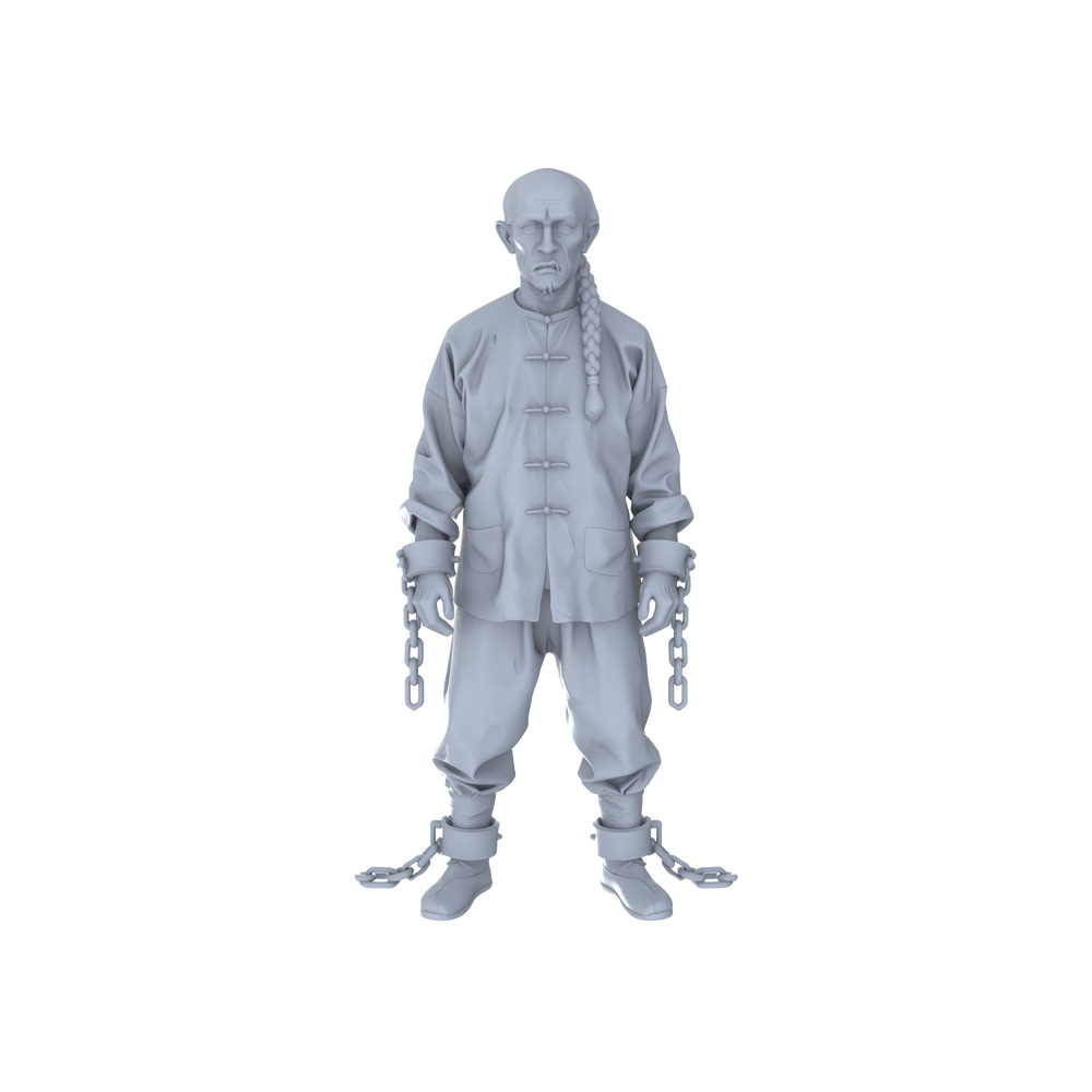Detail view of Yao's Studio LYTR126  3D - printed Models of Traditional Prisoner - themed Figures (Sitting, Standing, Chained Styles) 1set Model