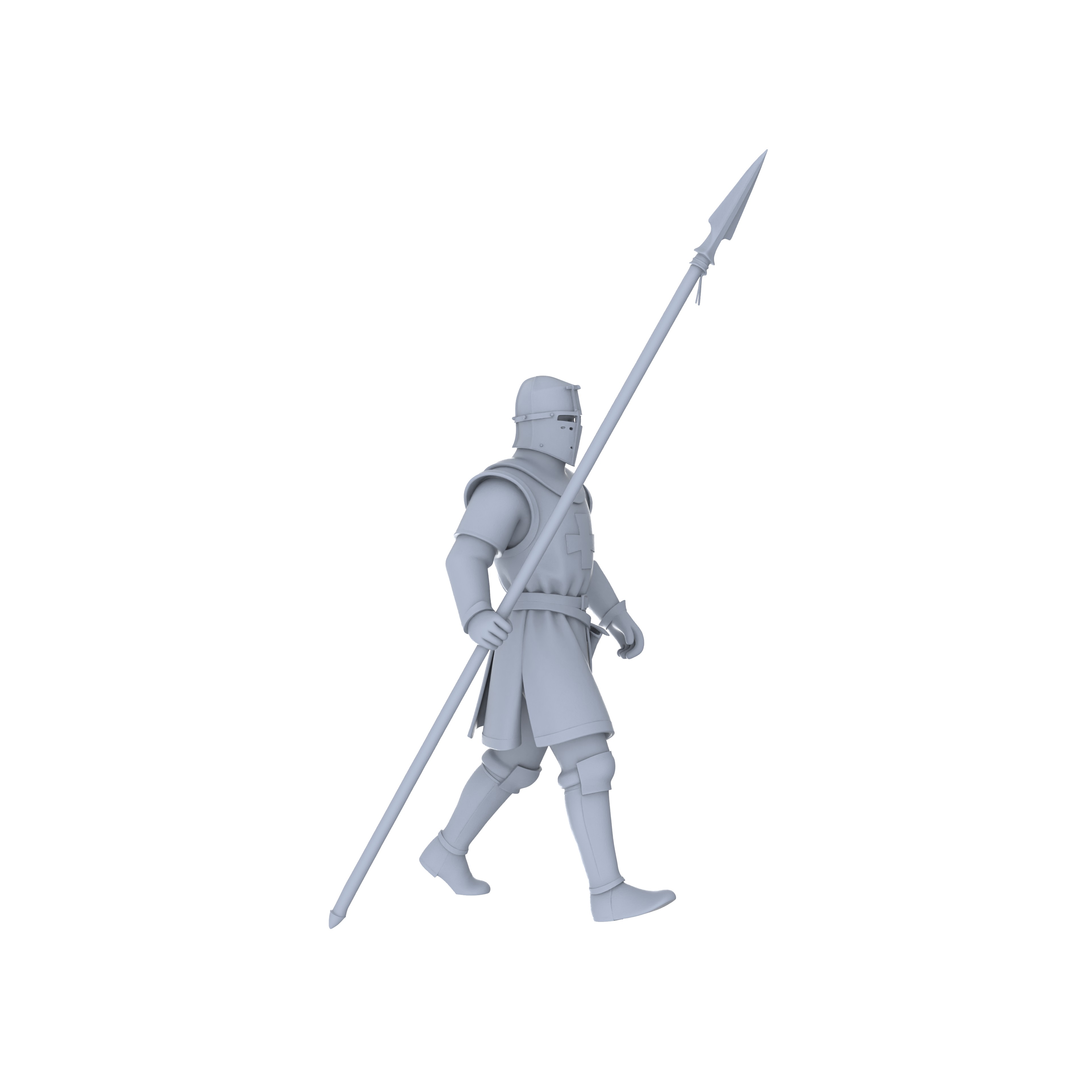 Detail view of MRY-SFW LYGR047 Medieval knight, walking pose, historical theme, magic theme, wargame, resin white model, fantasy theme, wargaming miniature, scene character, figure, hand-painted S Scale Model