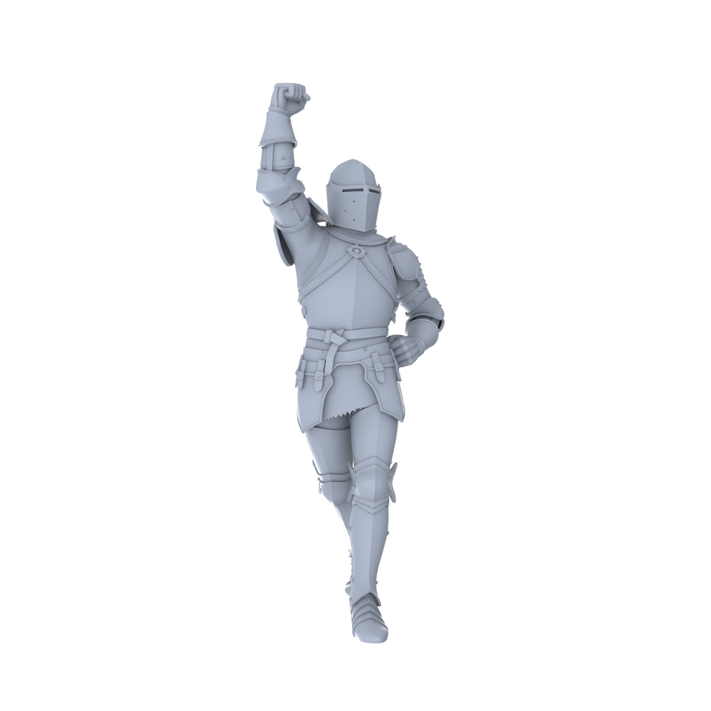 Detail view of MRY-SFW LYGR050 Medieval knight, standing pose, historical theme, magic theme, wargame, resin white model, fantasy theme, wargaming miniature, scene character, figure, hand-painted S Scale Model