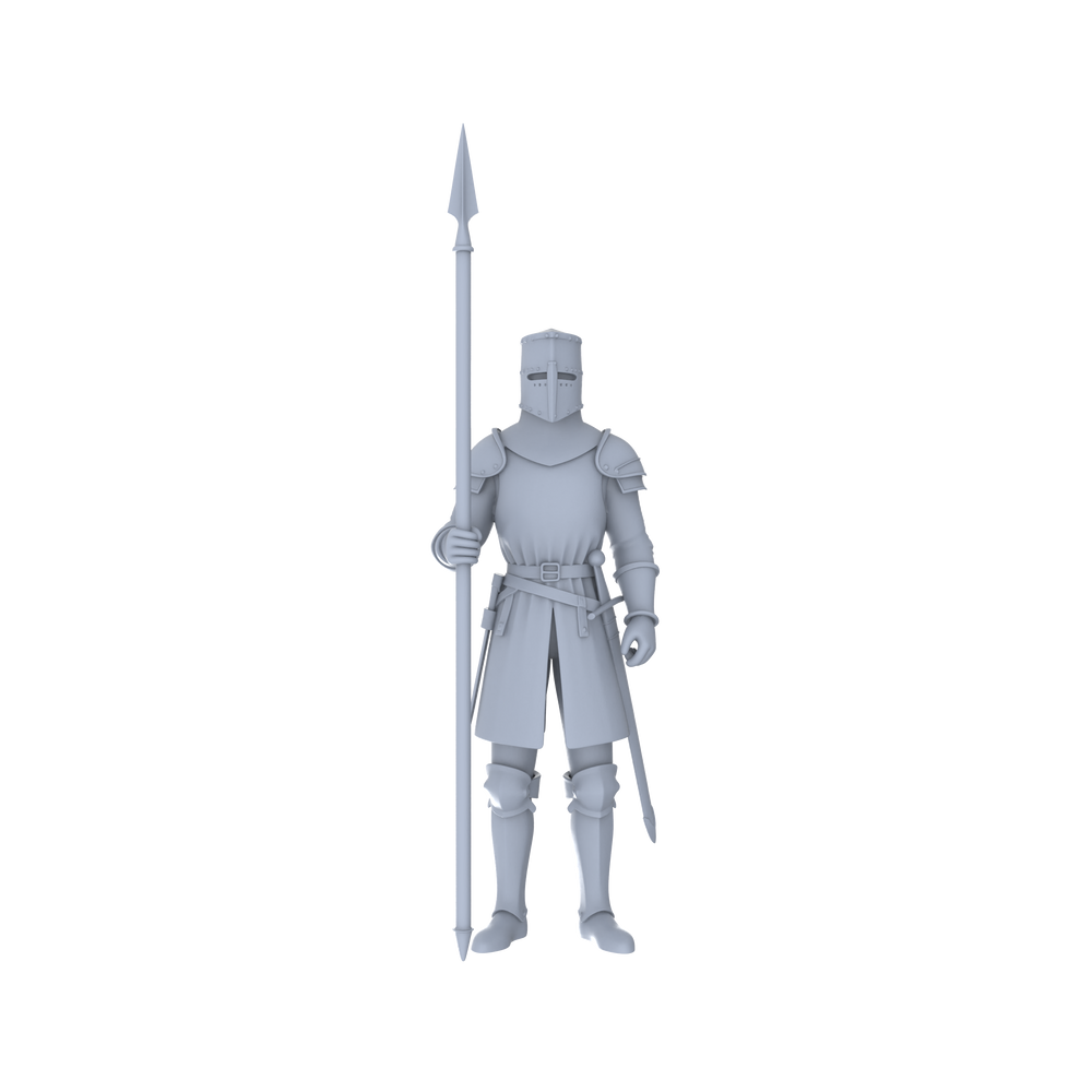 Detail view of MRY-SFW LYGR050 Medieval knight, standing pose, historical theme, magic theme, wargame, resin white model, fantasy theme, wargaming miniature, scene character, figure, hand-painted S Scale Model