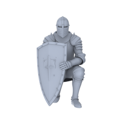 Detail view of MRY-SFW LYGR046 Medieval knight, kneeling pose, historical theme, magic theme, wargame, resin white model, fantasy theme, wargaming miniature, scene character, figure, hand-painted S Scale Model