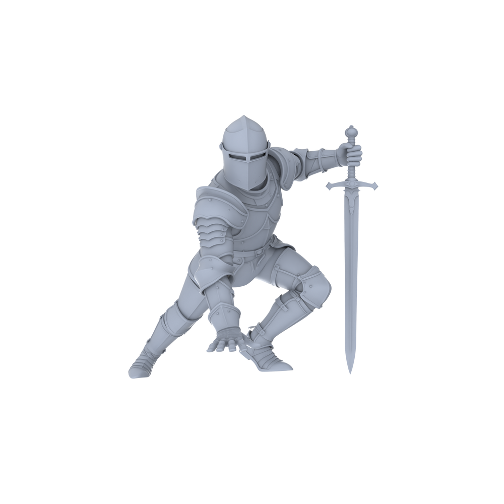Detail view of MRY-SFW LYGR048 Medieval knight, resting pose, historical theme, magic theme, wargame, resin white model, fantasy theme, wargaming miniature, scene character, figure, hand-painted S Scale Model