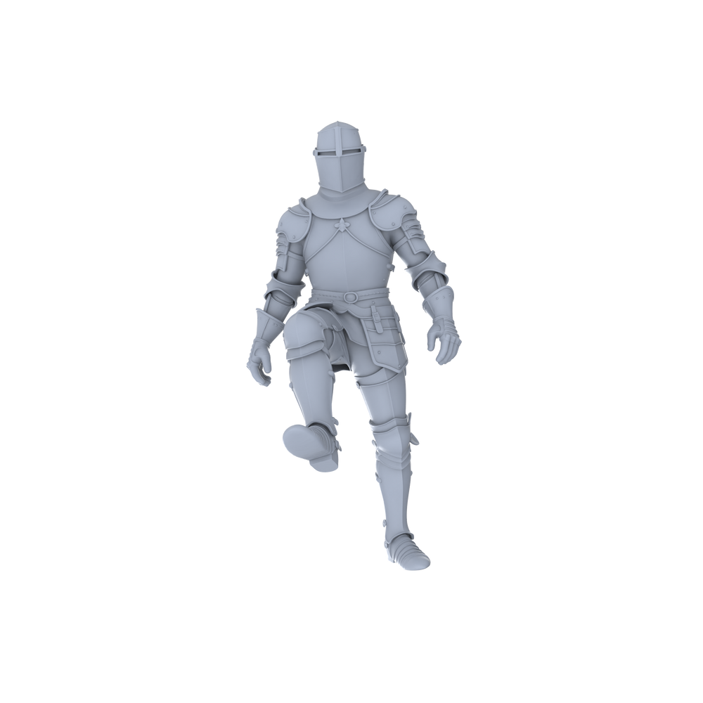 Detail view of MRY-SFW LYGR049 Medieval knight, combat pose, historical theme, magic theme, wargame, resin white model, fantasy theme, wargaming miniature, scene character, figure, hand-painted S Scale Model