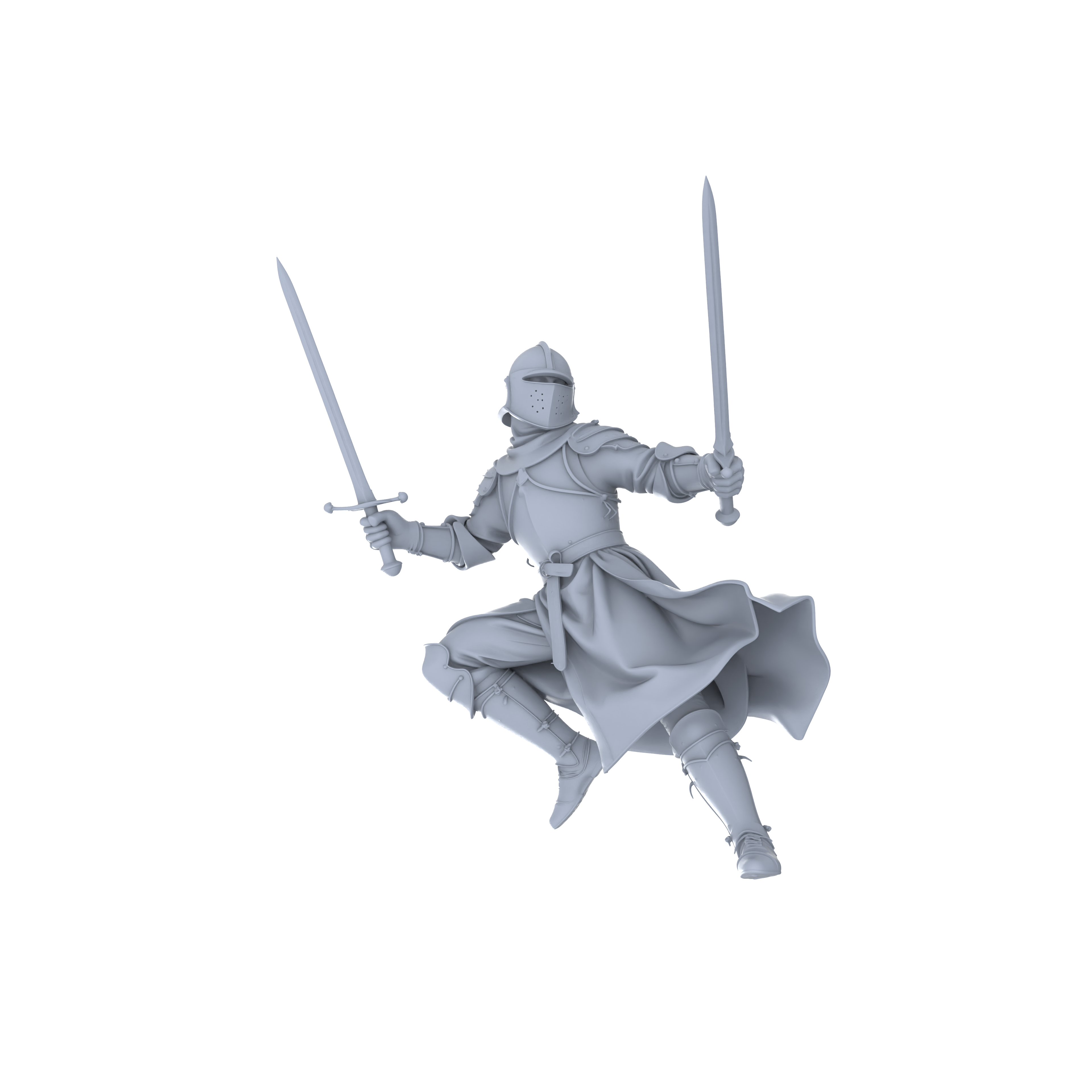 Detail view of MRY-SFW LYGR049 Medieval knight, combat pose, historical theme, magic theme, wargame, resin white model, fantasy theme, wargaming miniature, scene character, figure, hand-painted S Scale Model