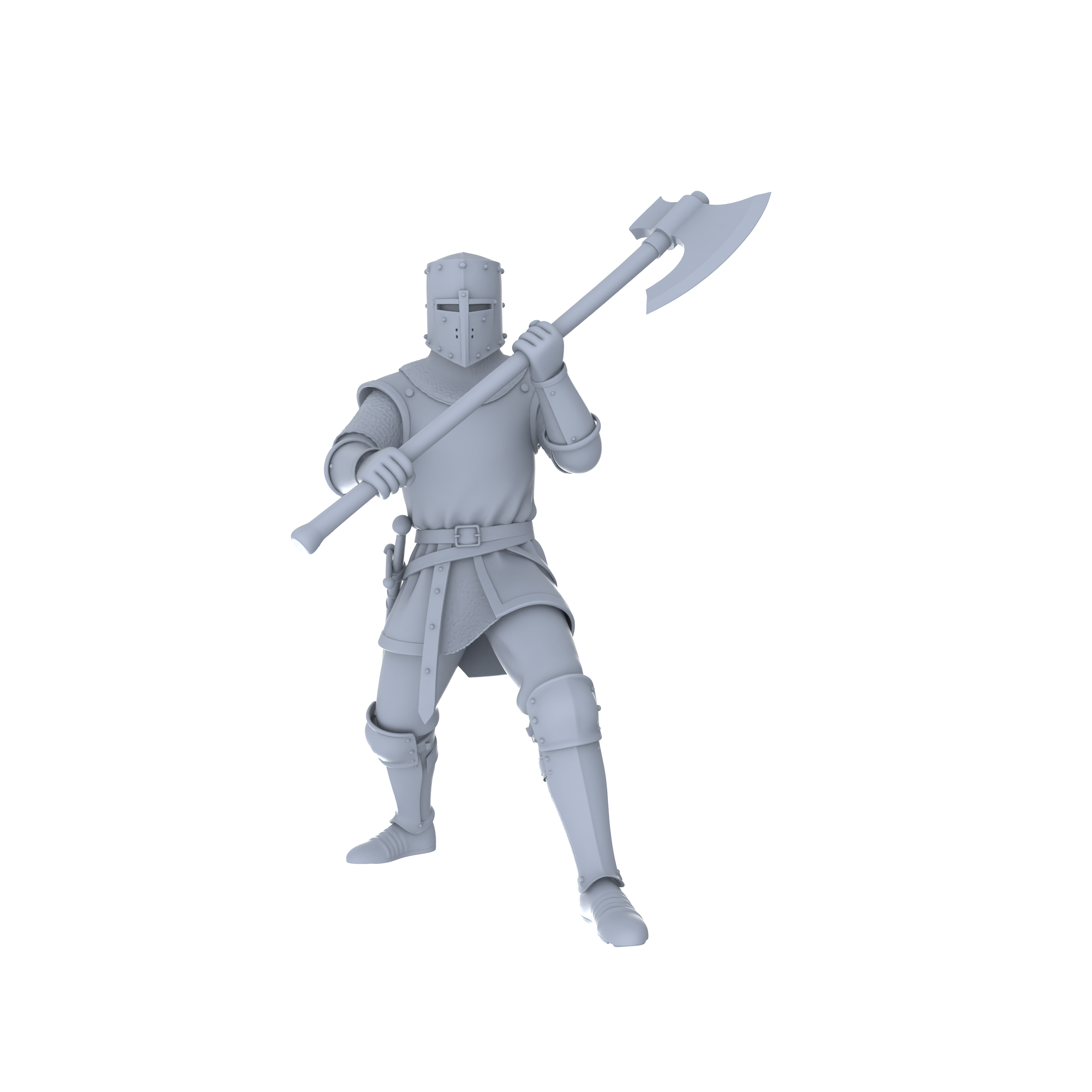 Detail view of MRY-SFW LYGR049 Medieval knight, combat pose, historical theme, magic theme, wargame, resin white model, fantasy theme, wargaming miniature, scene character, figure, hand-painted S Scale Model