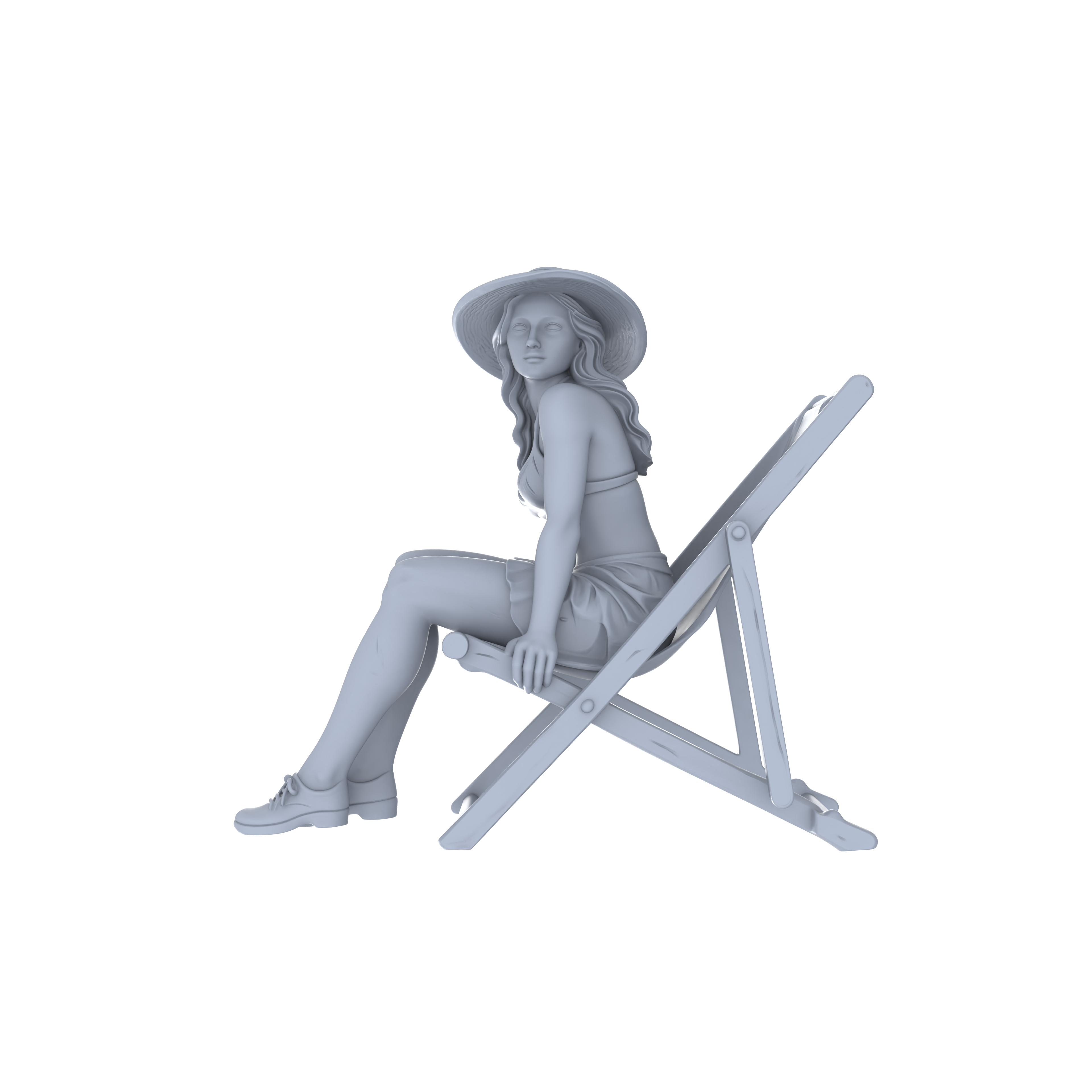 MRY-SFW LYTR132C Modern Summer Casual Female Beach Chair Pose 1pc 3D Printed Resin Model Kit by SSMODEL