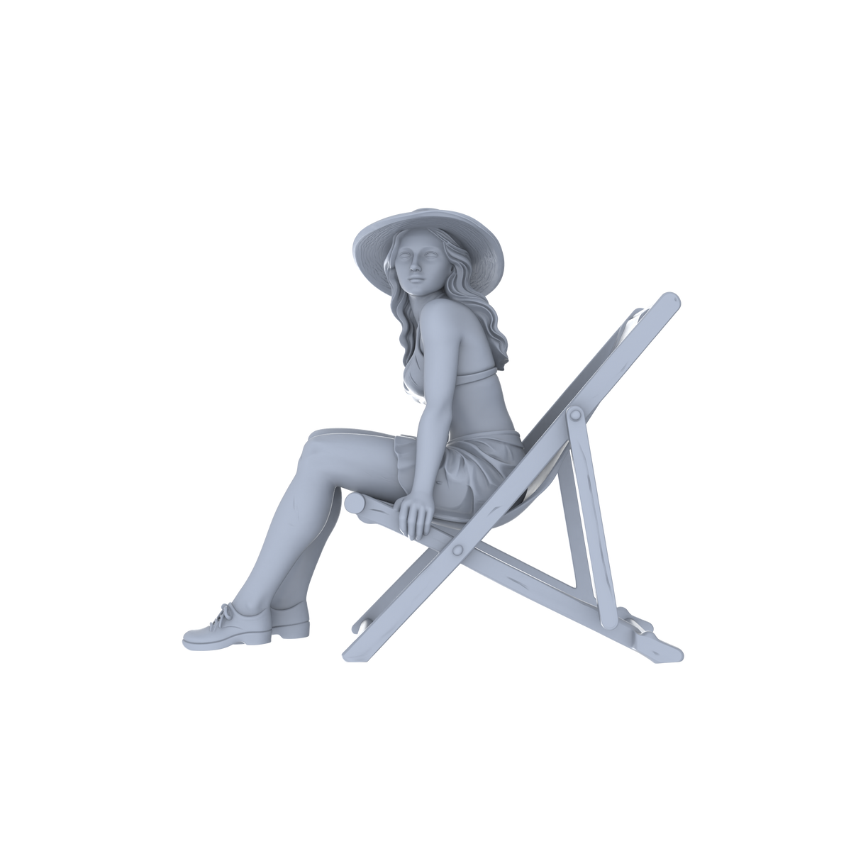 MRY-SFW LYTR132C Modern Summer Casual Female Beach Chair Pose 1pc 3D Printed Resin Model Kit by SSMODEL