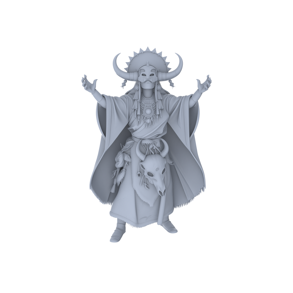 Detail view of MRY-SFW LYGR045 Shaman, Magic Theme, Wargame, Resin Blank Model, Fantasy Theme, Wargaming Miniatures, Scenic Figures, Handmade Figure, Hand-painted S Scale Model
