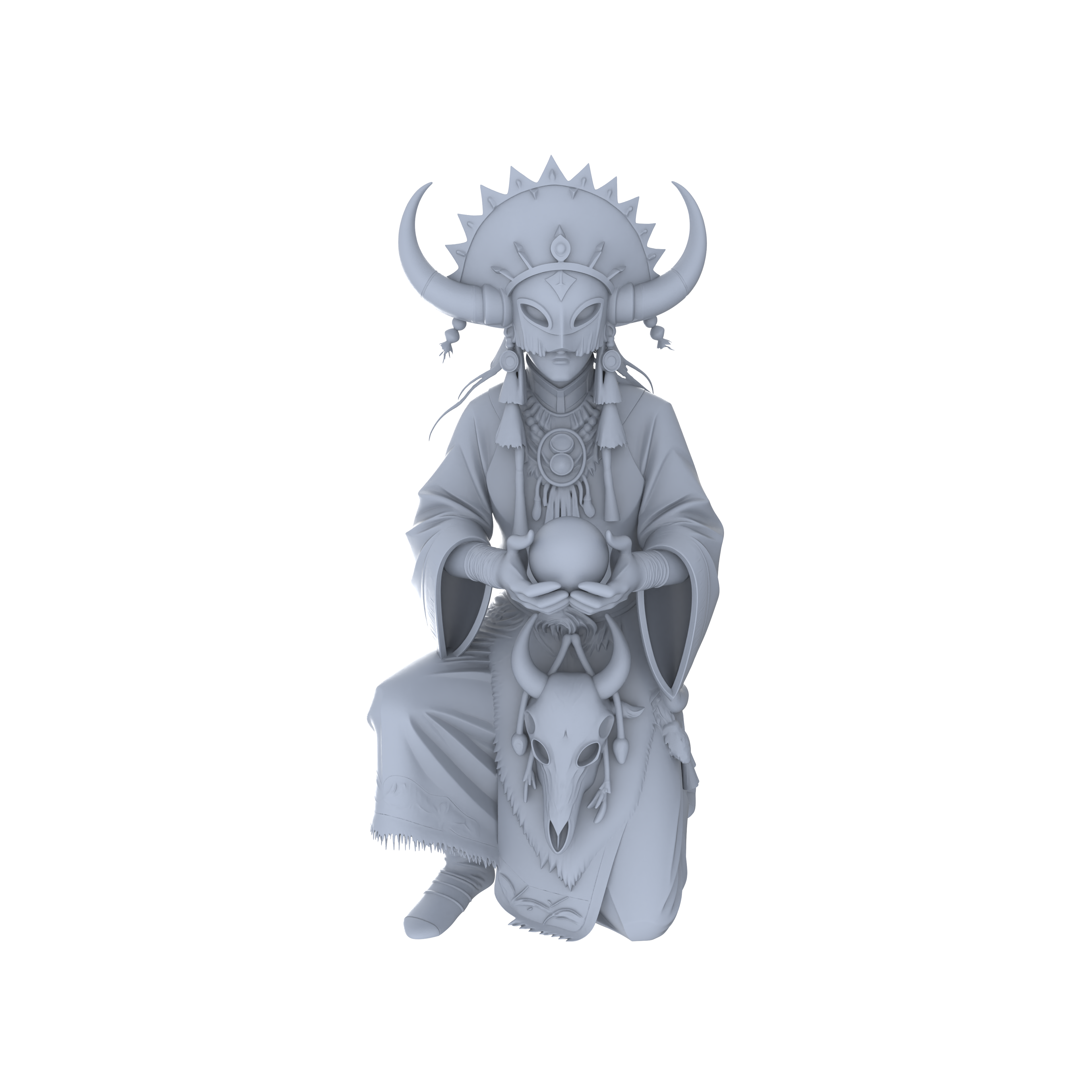 Detail view of MRY-SFW LYGR045 Shaman, Magic Theme, Wargame, Resin Blank Model, Fantasy Theme, Wargaming Miniatures, Scenic Figures, Handmade Figure, Hand-painted S Scale Model