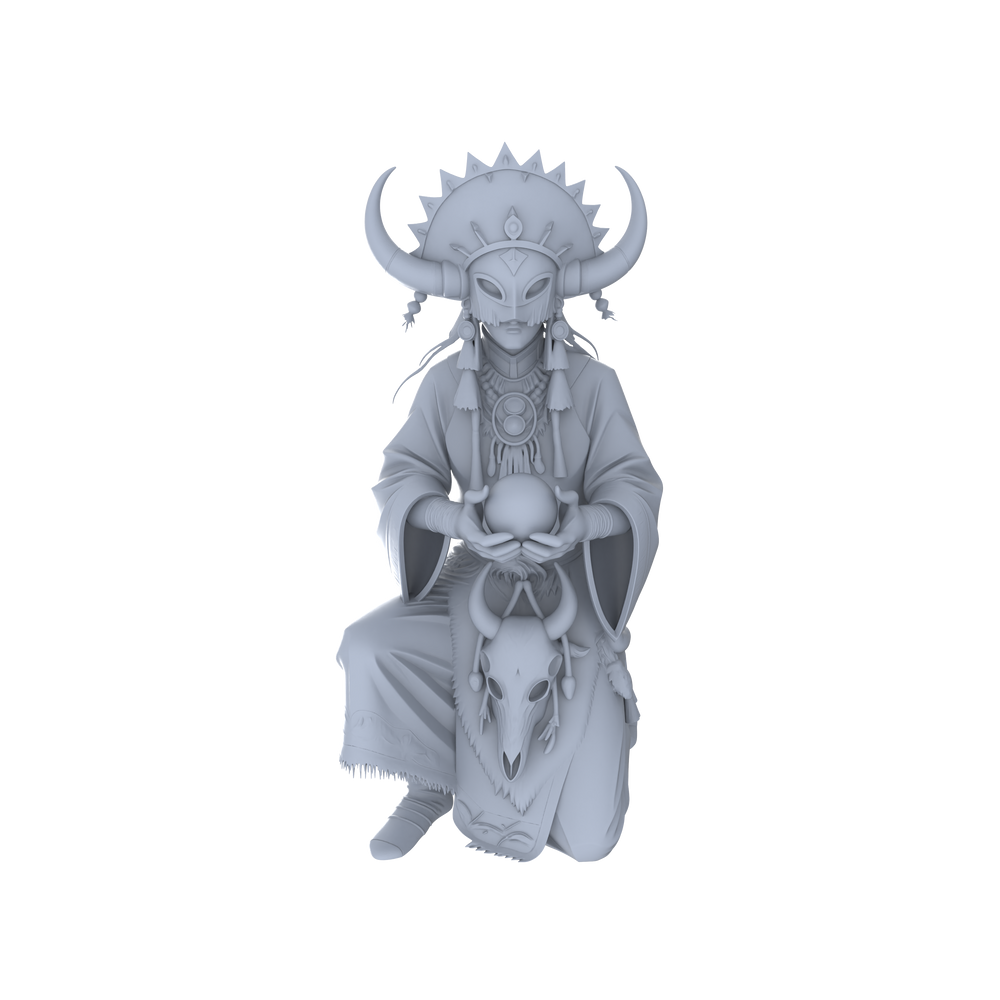 Detail view of MRY-SFW LYGR045 Shaman, Magic Theme, Wargame, Resin Blank Model, Fantasy Theme, Wargaming Miniatures, Scenic Figures, Handmade Figure, Hand-painted S Scale Model