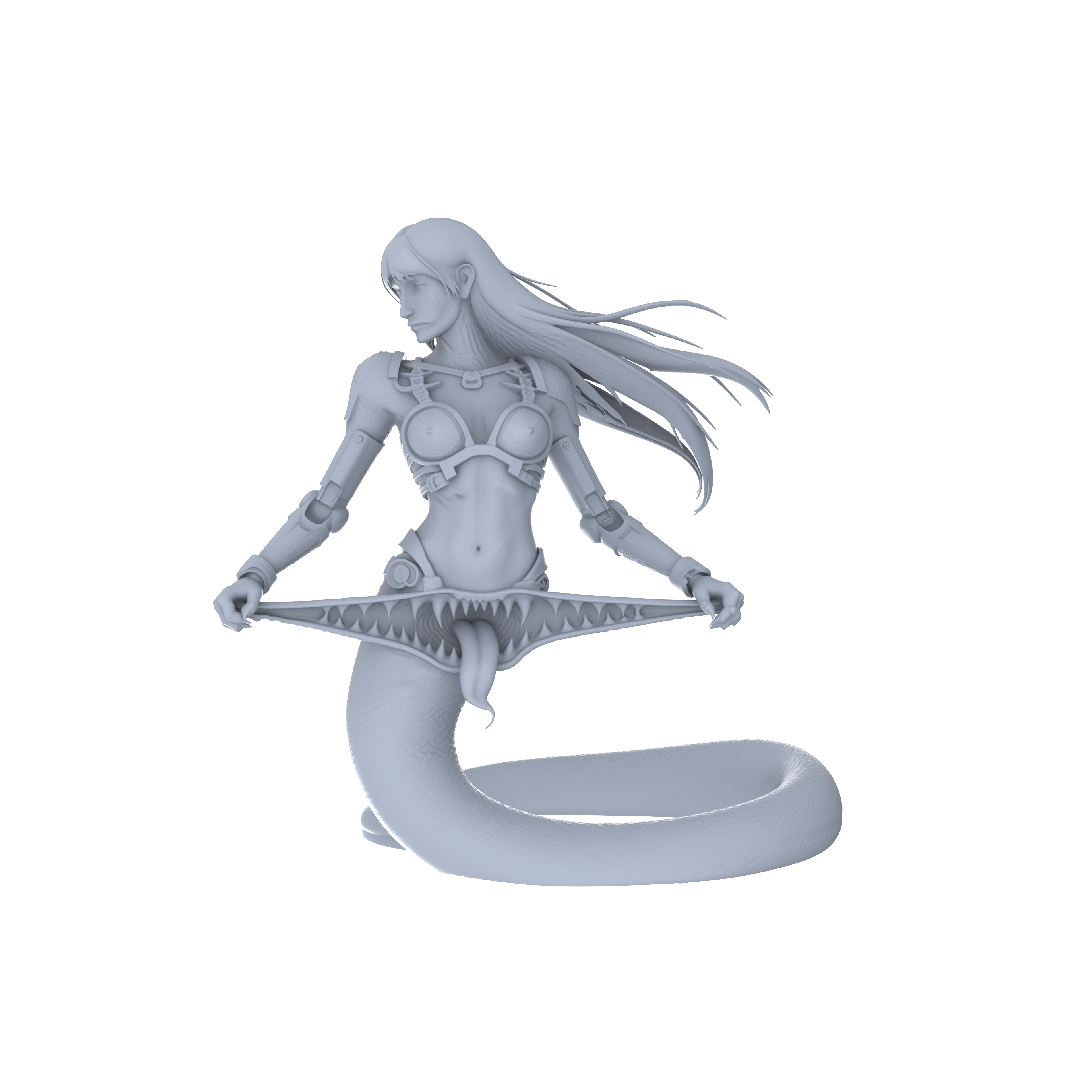 Detail view of MRY-SFW LYGR055 Biological Mutation Series, Snake Human, wargame, resin blank model, sci-fi theme, fantasy theme, miniature figure, scene character, figure, hand-painted S Scale Model