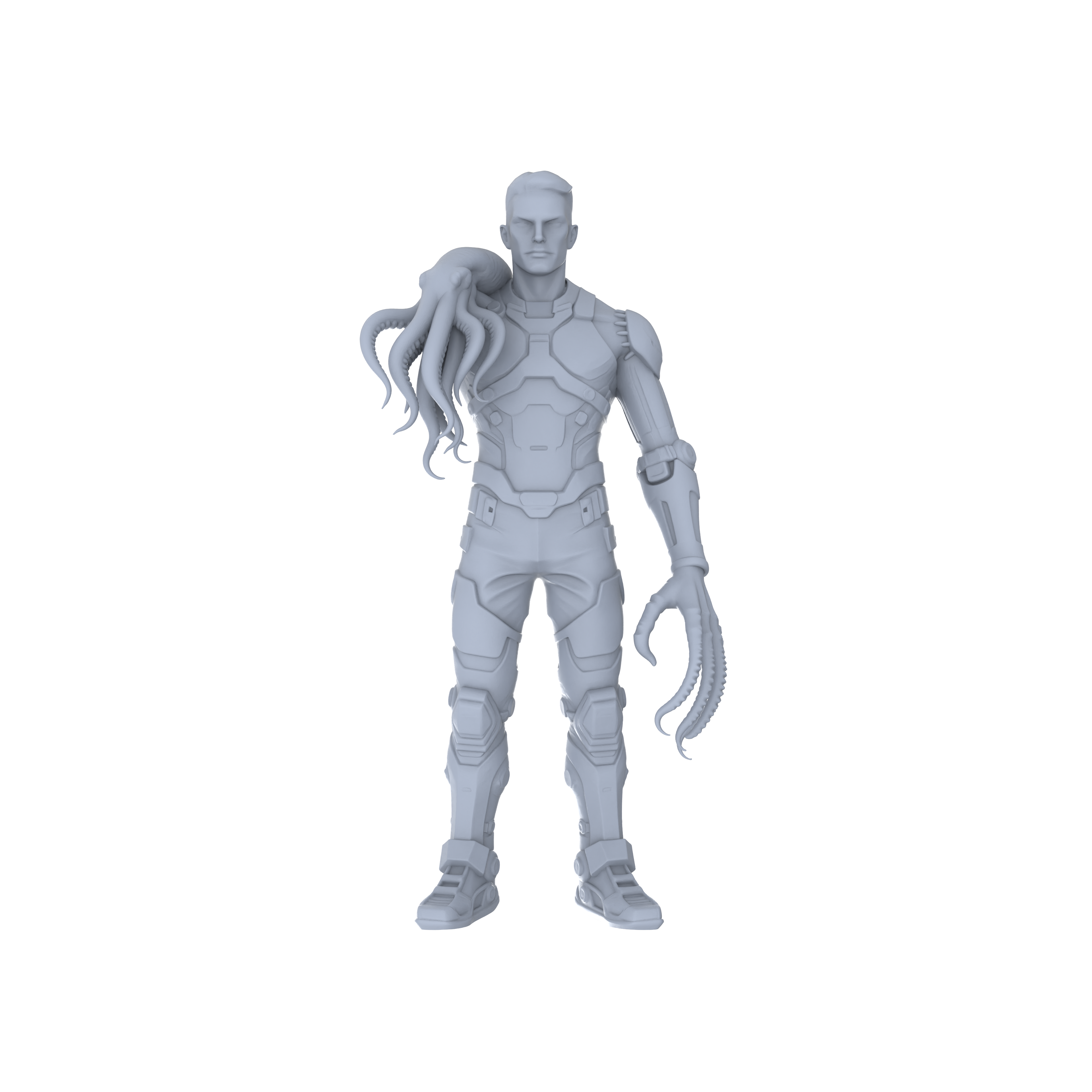 Detail view of MRY-SFW LYGR058 Biological Mutation Series, Octopus Human, wargame, resin blank model, sci-fi theme, fantasy theme, miniature figure, scene character, figure, hand-painted S Scale Model