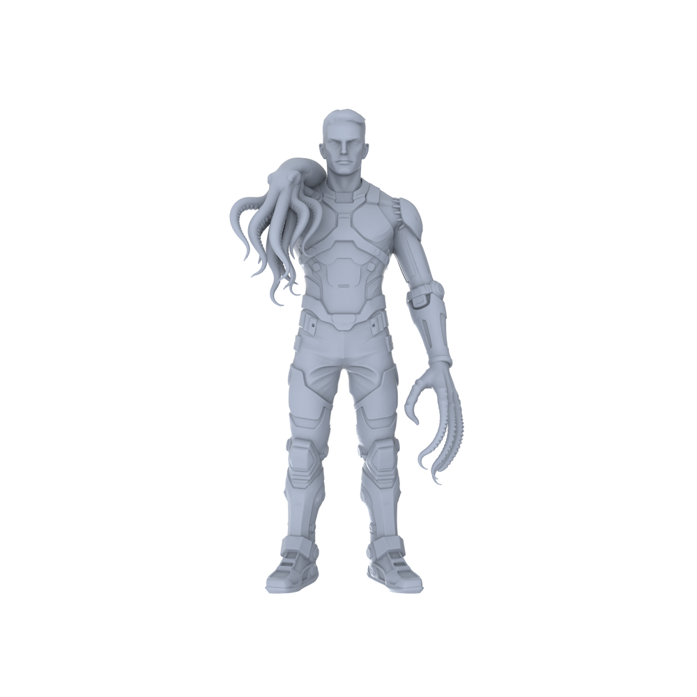 Detail view of MRY-SFW LYGR058 Biological Mutation Series, Octopus Human, wargame, resin blank model, sci-fi theme, fantasy theme, miniature figure, scene character, figure, hand-painted S Scale Model