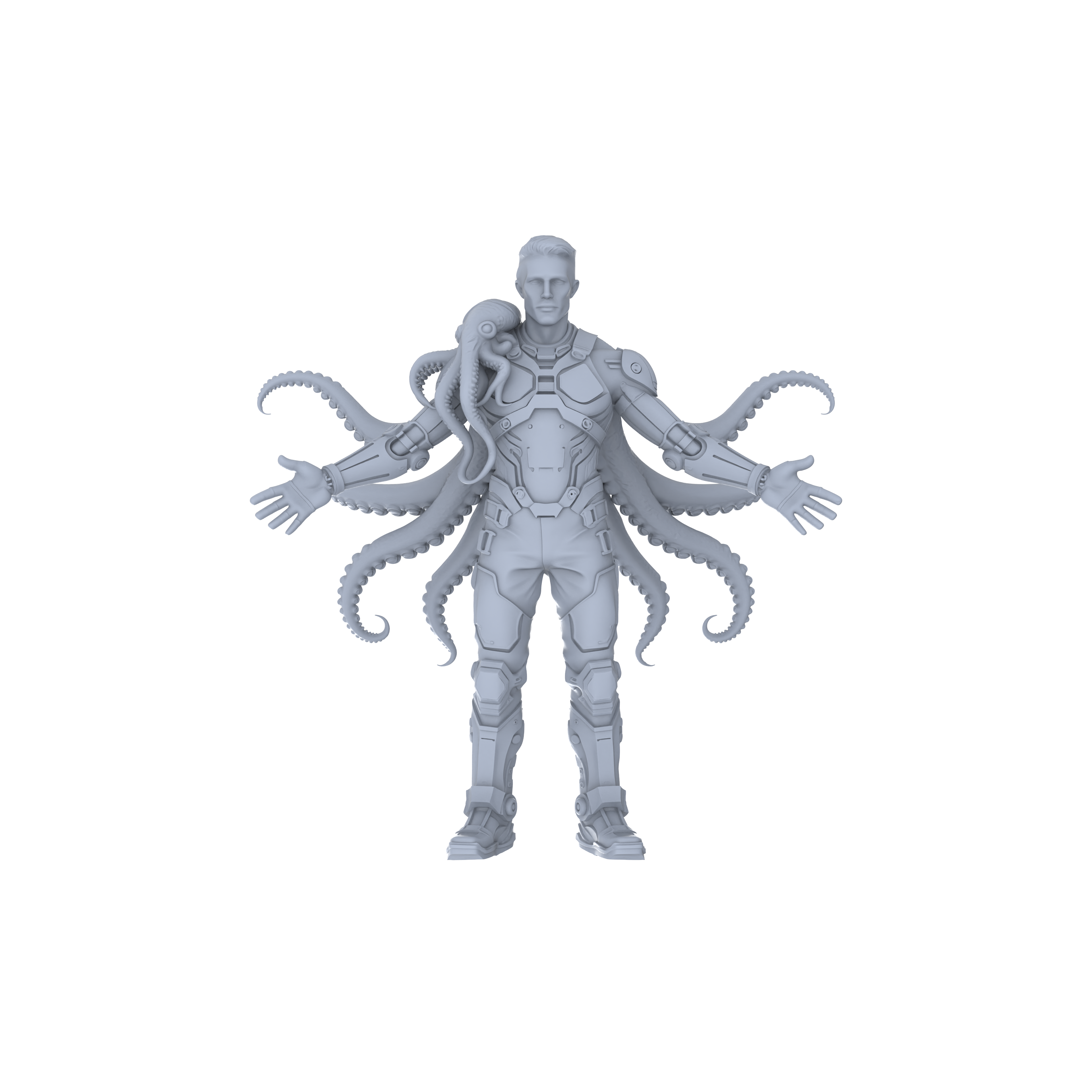 Detail view of MRY-SFW LYGR058 Biological Mutation Series, Octopus Human, wargame, resin blank model, sci-fi theme, fantasy theme, miniature figure, scene character, figure, hand-painted S Scale Model