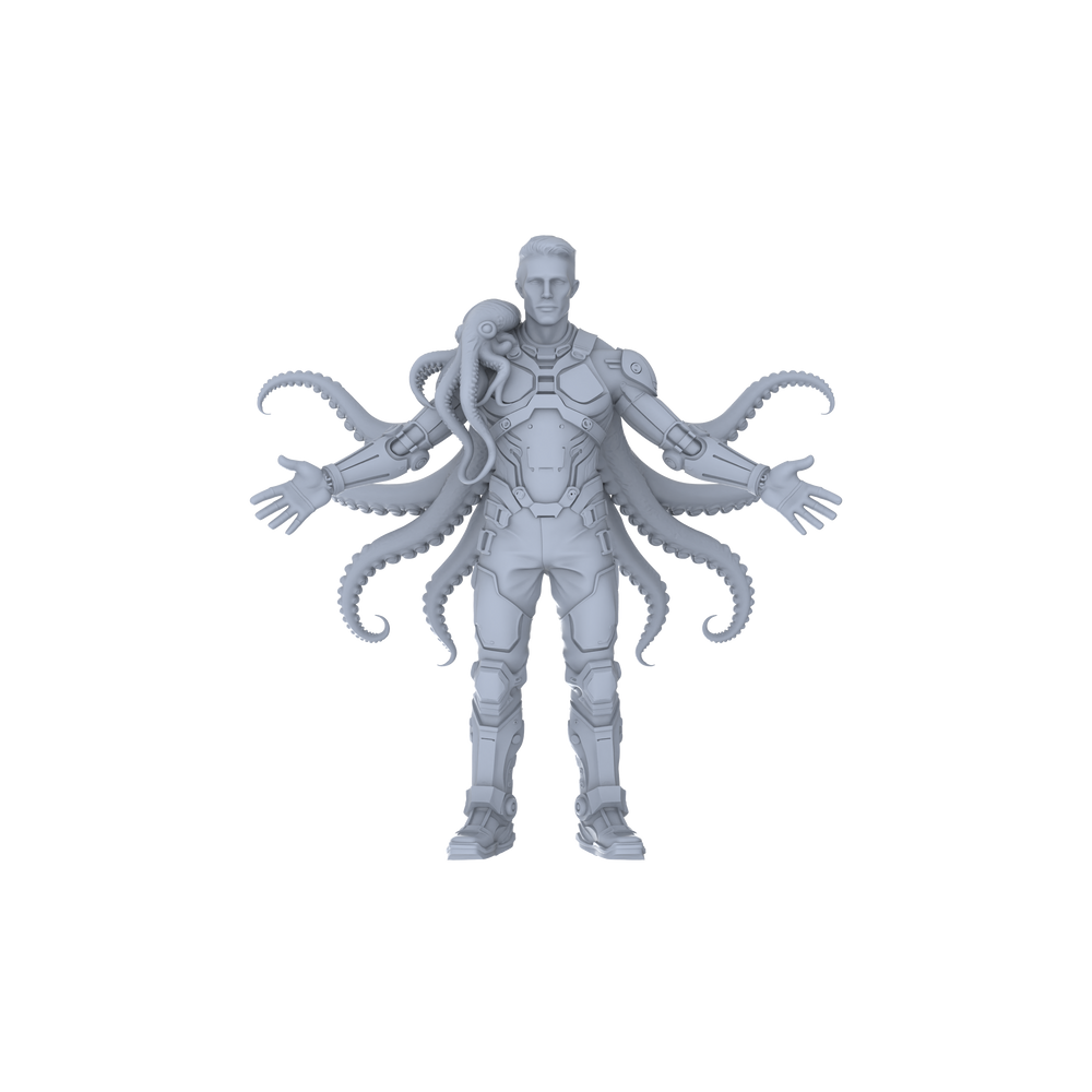 Detail view of MRY-SFW LYGR058 Biological Mutation Series, Octopus Human, wargame, resin blank model, sci-fi theme, fantasy theme, miniature figure, scene character, figure, hand-painted S Scale Model