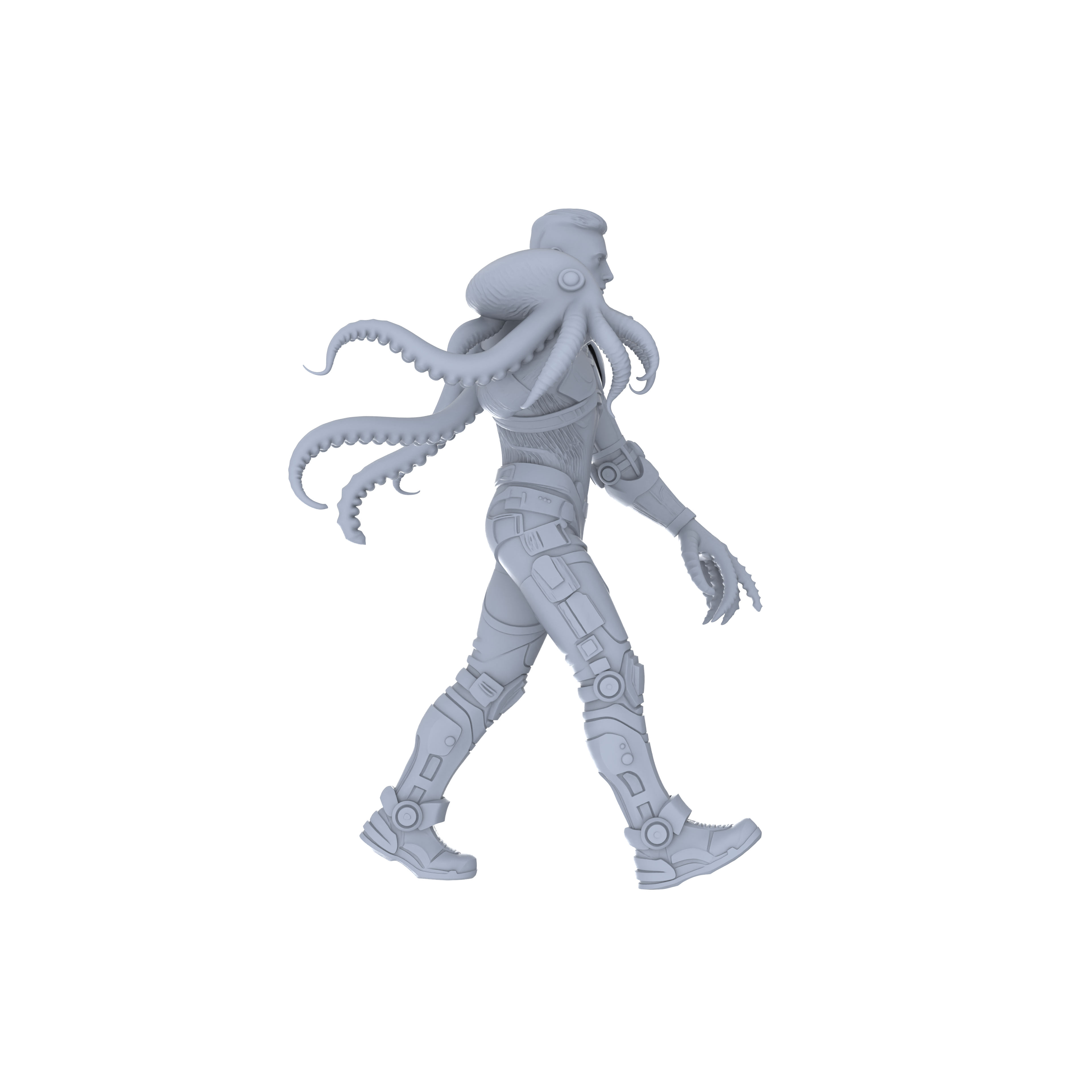 Detail view of MRY-SFW LYGR058 Biological Mutation Series, Octopus Human, wargame, resin blank model, sci-fi theme, fantasy theme, miniature figure, scene character, figure, hand-painted S Scale Model