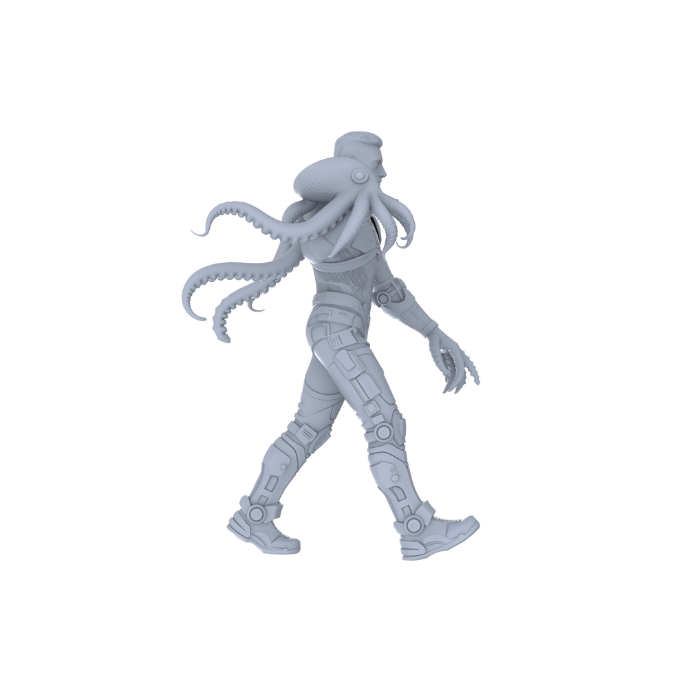 Detail view of MRY-SFW LYGR058 Biological Mutation Series, Octopus Human, wargame, resin blank model, sci-fi theme, fantasy theme, miniature figure, scene character, figure, hand-painted S Scale Model