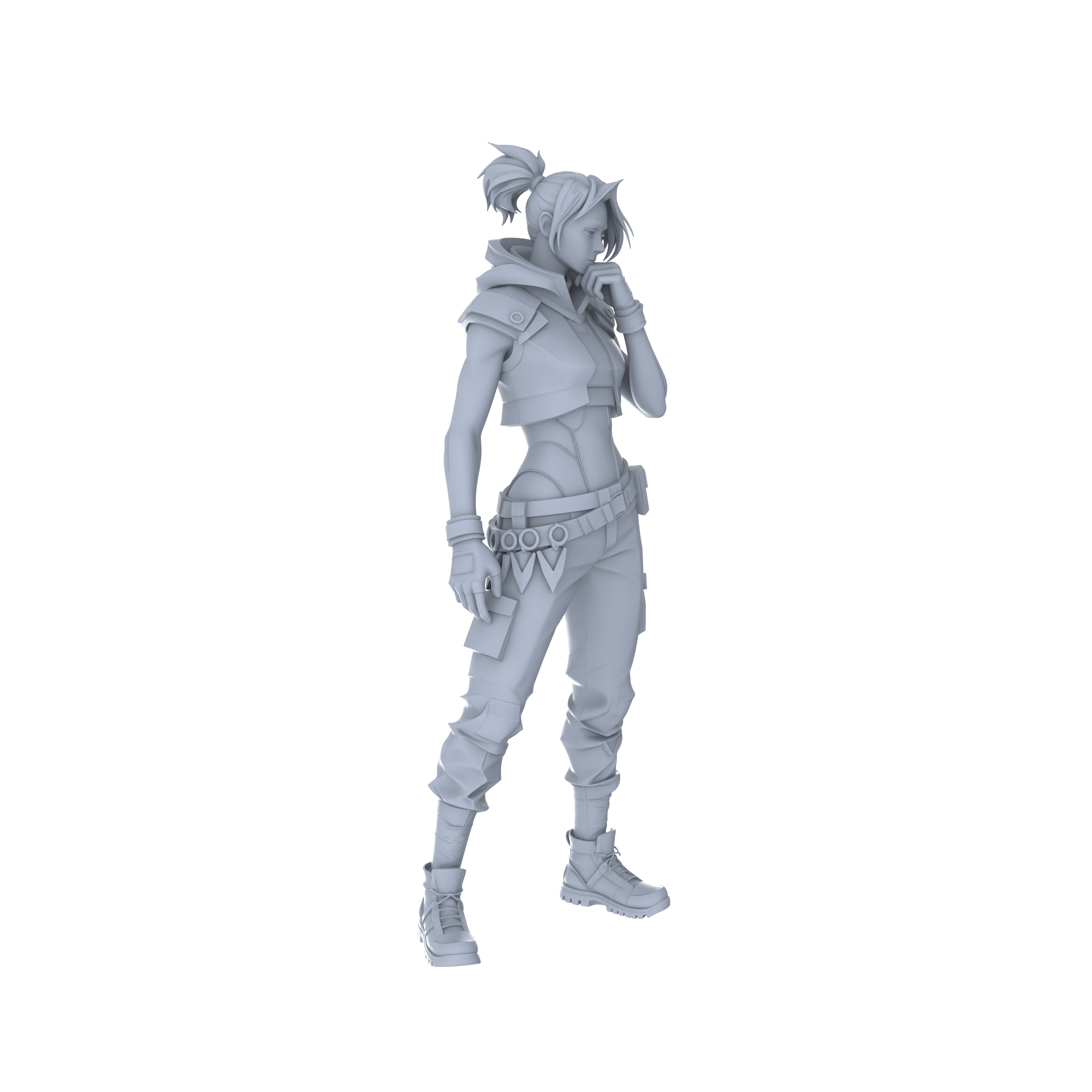 Detail view of MRY-SFW LYGR063 Shadow Squad Standby State2 Military Theme Wargame Resin White Model Game Theme Sci-Fi Theme Wargame Miniature Soldiers Scene Characters Figure Hand-Painted Model