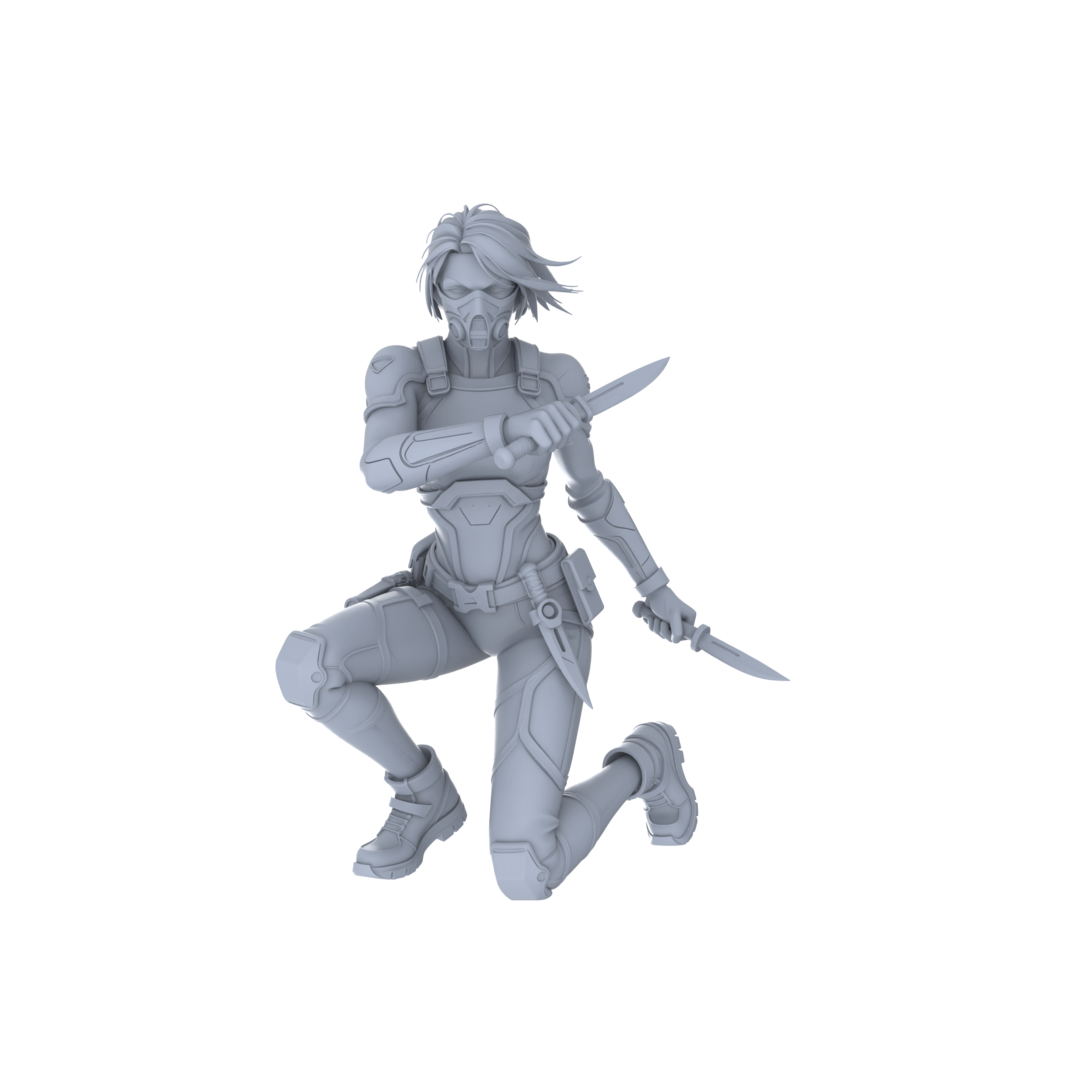 Detail view of MRY-SFW LYGR063 Shadow Squad Standby State2 Military Theme Wargame Resin White Model Game Theme Sci-Fi Theme Wargame Miniature Soldiers Scene Characters Figure Hand-Painted Model