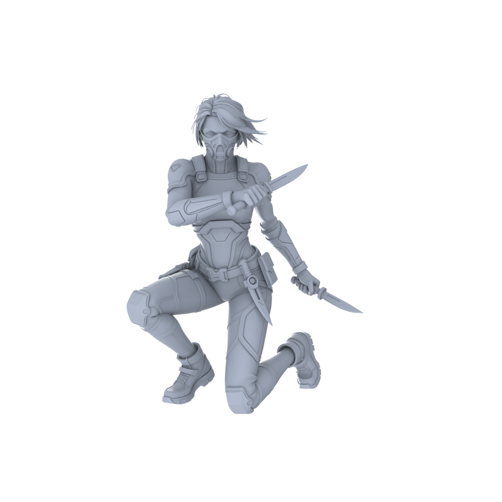 Detail view of MRY-SFW LYGR063 Shadow Squad Standby State2 Military Theme Wargame Resin White Model Game Theme Sci-Fi Theme Wargame Miniature Soldiers Scene Characters Figure Hand-Painted Model