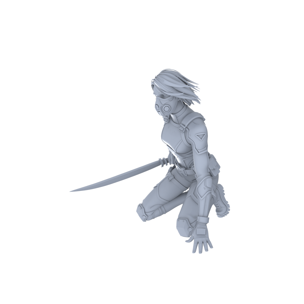 Detail view of MRY-SFW LYGR063 Shadow Squad Standby State2 Military Theme Wargame Resin White Model Game Theme Sci-Fi Theme Wargame Miniature Soldiers Scene Characters Figure Hand-Painted Model