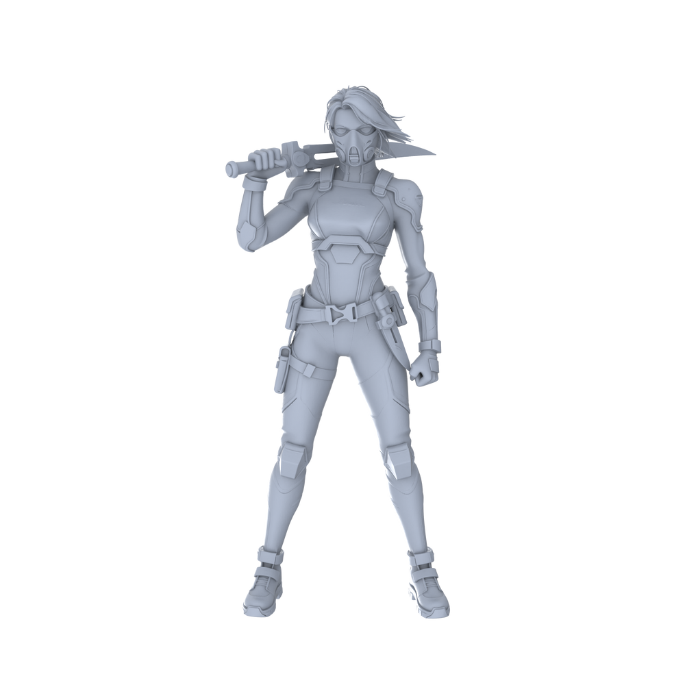 Detail view of MRY-SFW LYGR063 Shadow Squad Standby State2 Military Theme Wargame Resin White Model Game Theme Sci-Fi Theme Wargame Miniature Soldiers Scene Characters Figure Hand-Painted Model