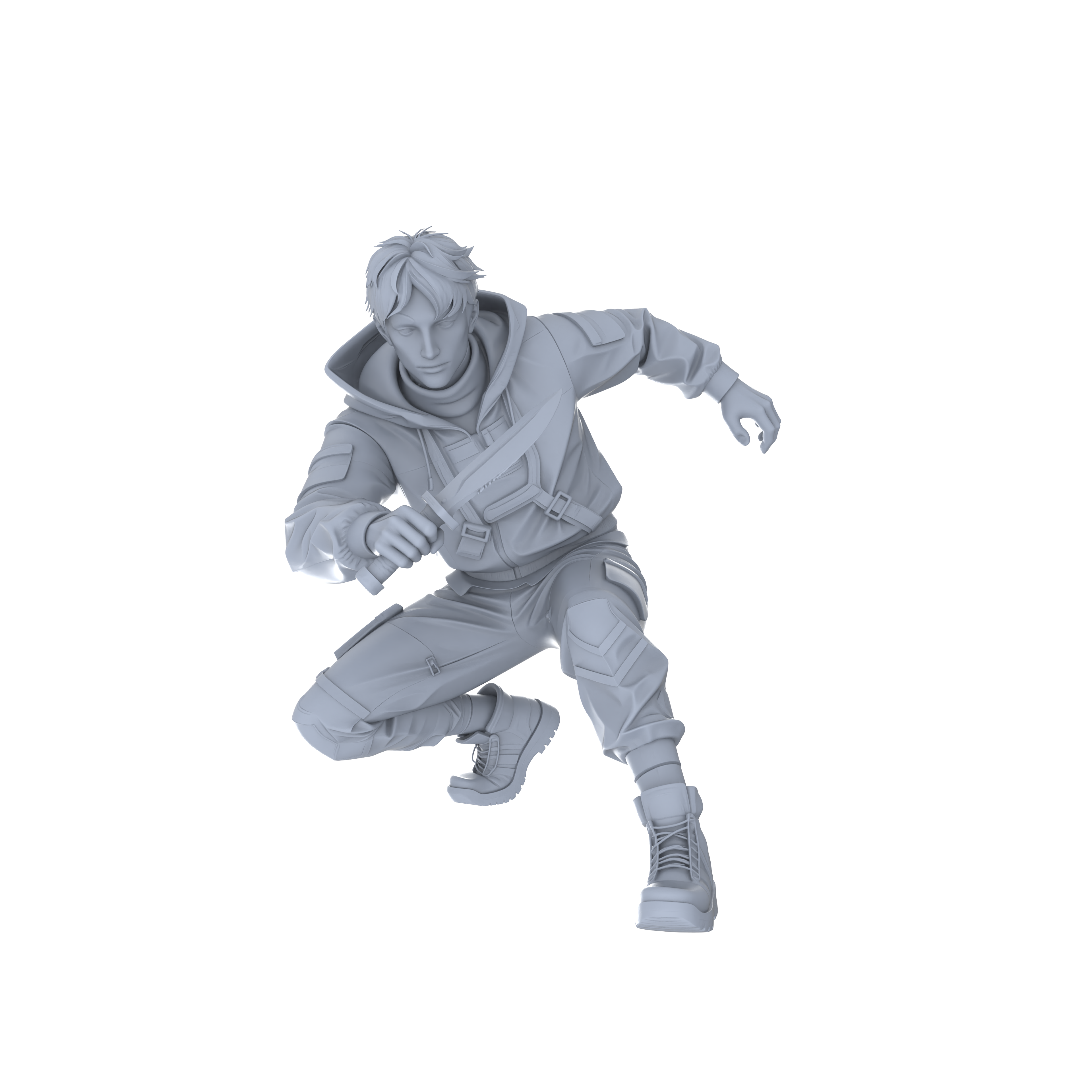 Detail view of MRY-SFW LYGR064 Shadow Squad Short Weapon Combat State 2 Military Theme Wargame Resin White Model Game Theme Sci-Fi Theme Wargame Miniature Soldiers Scene Characters Figure Hand-Painted Model