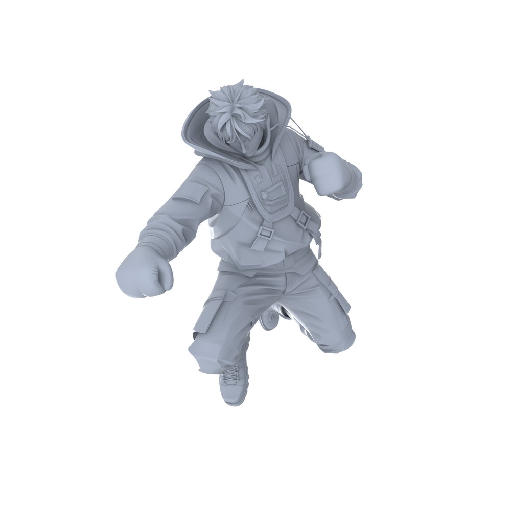 Detail view of MRY-SFW LYGR064 Shadow Squad Short Weapon Combat State 2 Military Theme Wargame Resin White Model Game Theme Sci-Fi Theme Wargame Miniature Soldiers Scene Characters Figure Hand-Painted Model