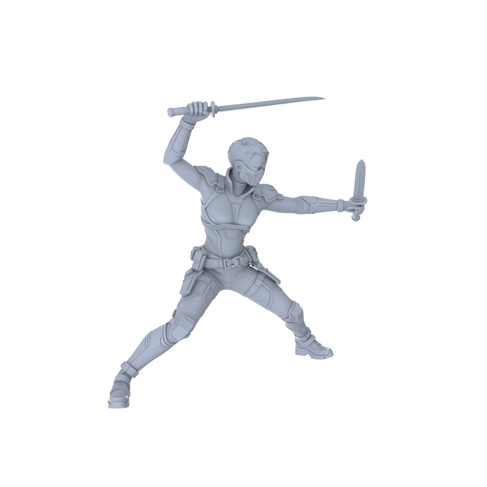 Detail view of MRY-SFW LYGR065 Blade Squad 1 Military Theme Wargame Resin White Model Game Theme Sci-Fi Theme Wargame Miniature Soldiers Scene Characters Figure Hand-Painted Model