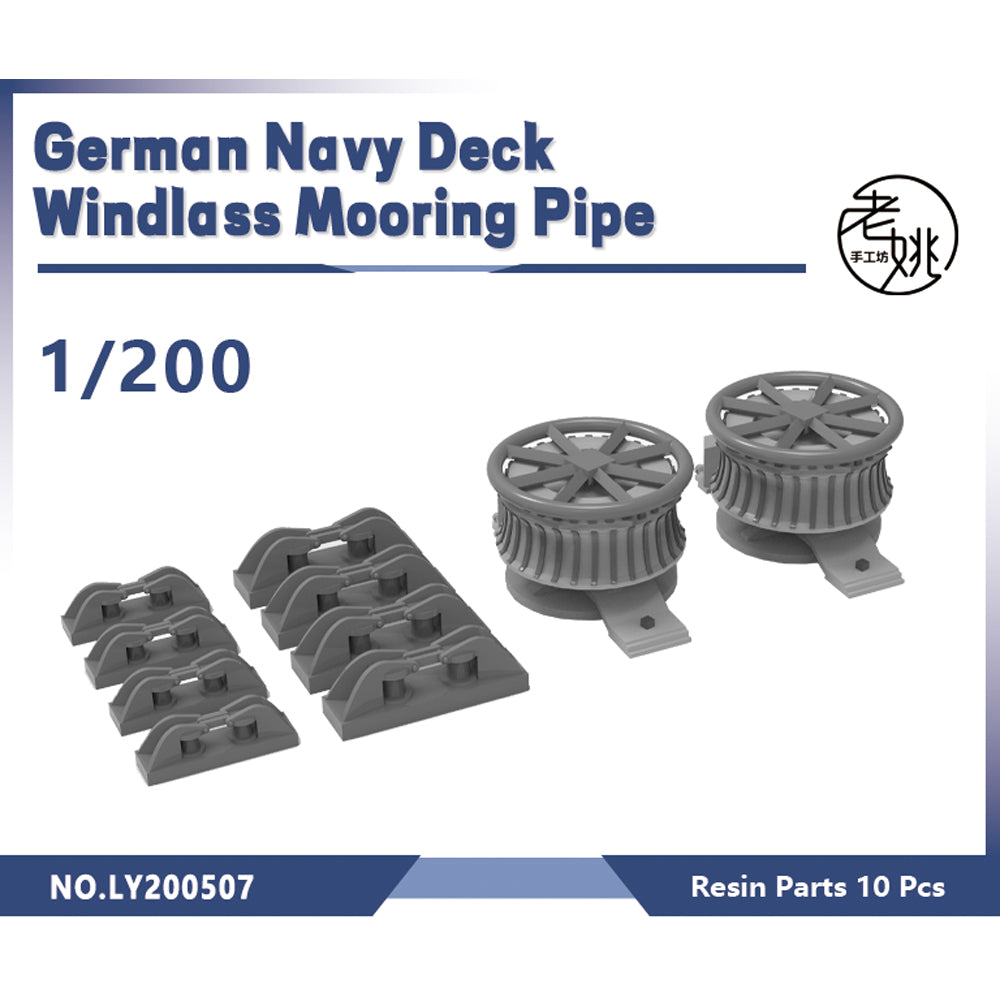 Yao's Studio LY507 Model Upgrade Parts German Navy Deck Windlass 2pcs Mooring Pipe Main image