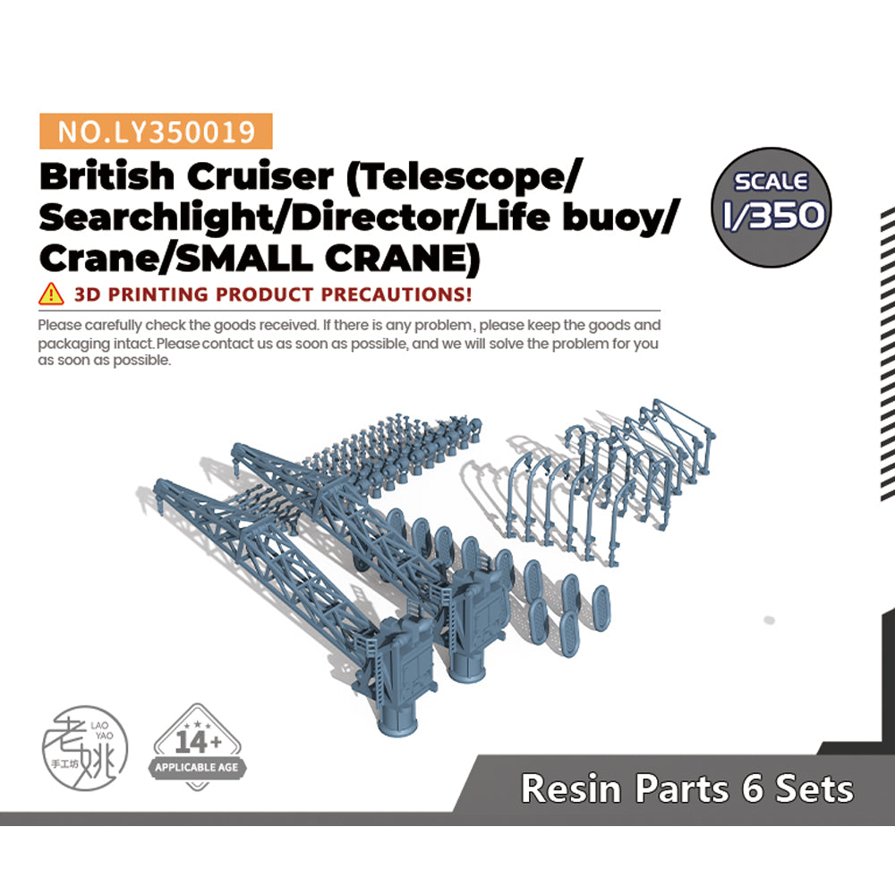 Yao's Studio LY019 1/700(350,200,144) Model Upgrade Parts For British Cruiser (Telescope/Searchlight/Director/Life buoy/Crane/SMALL CRANE) — scale model kit