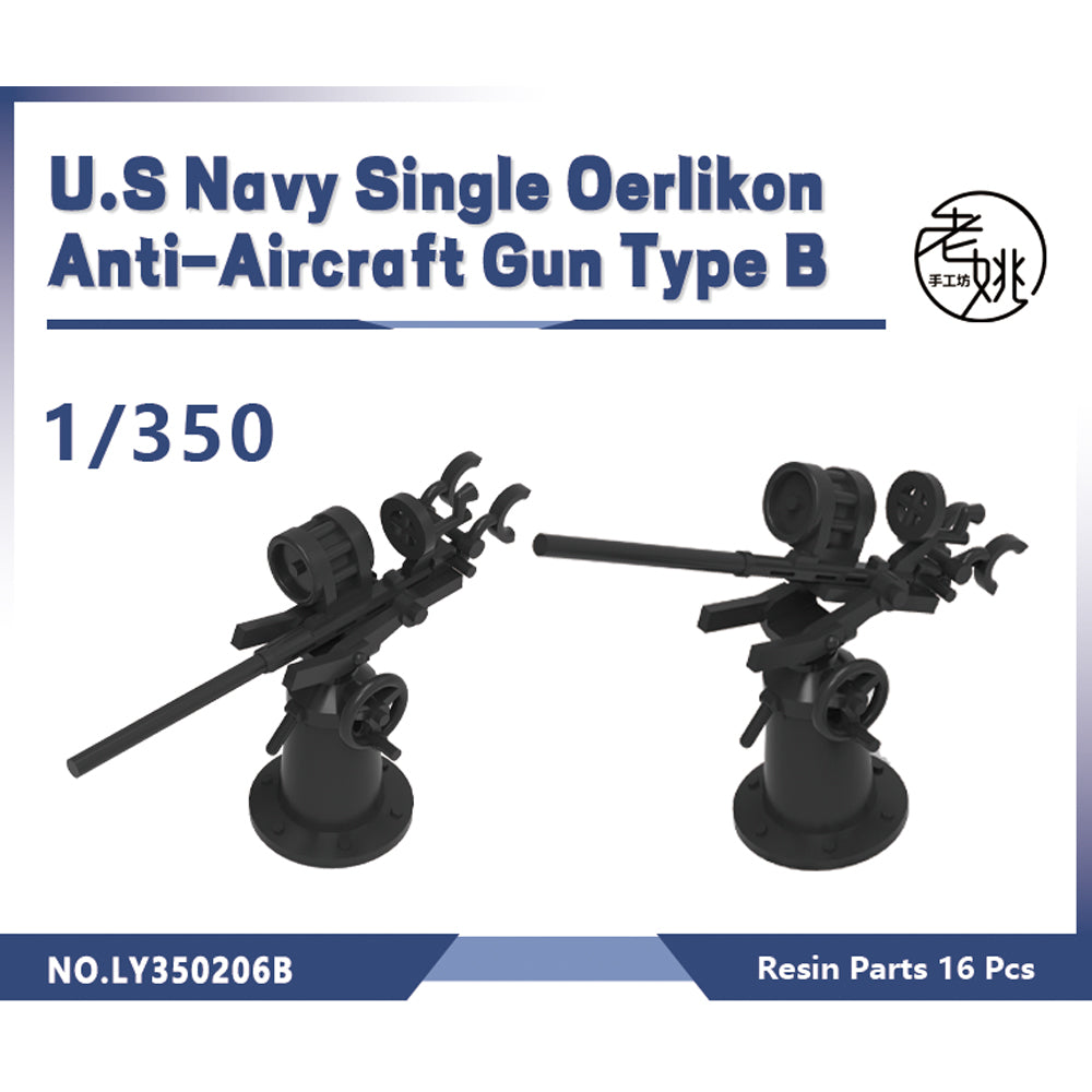Yao's Studio LY206B 1/700(350,200,144) Model Upgrade Parts U.S Navy Single Oerlikon Anti-Aircraft Gun Type B — scale model kit