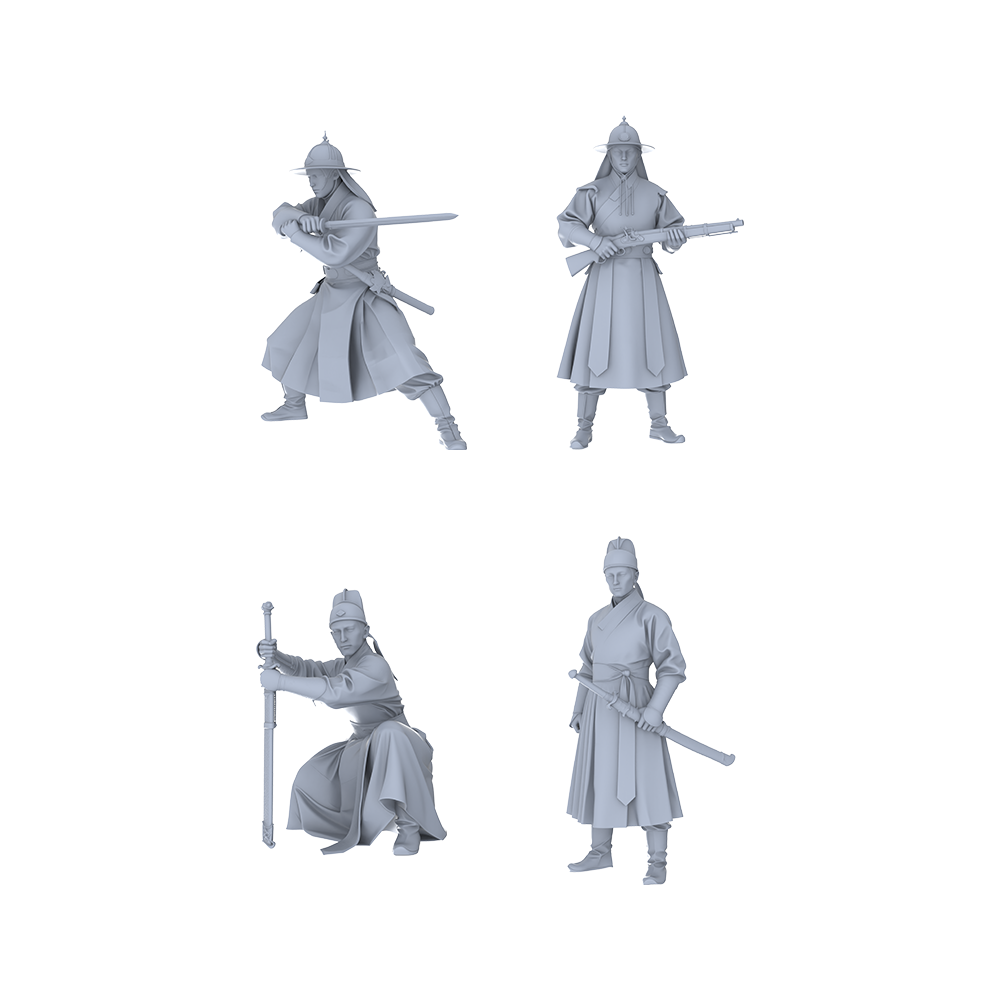 Yao's Studio LYGR001 Royal Guards 4-Pack Resin Blank Model - Blade & Firearm Armed Imperial Bodyguard Miniatures for Wargaming Diorama Scene Building 1set 3D Printed Resin Model Kit by SSMODEL