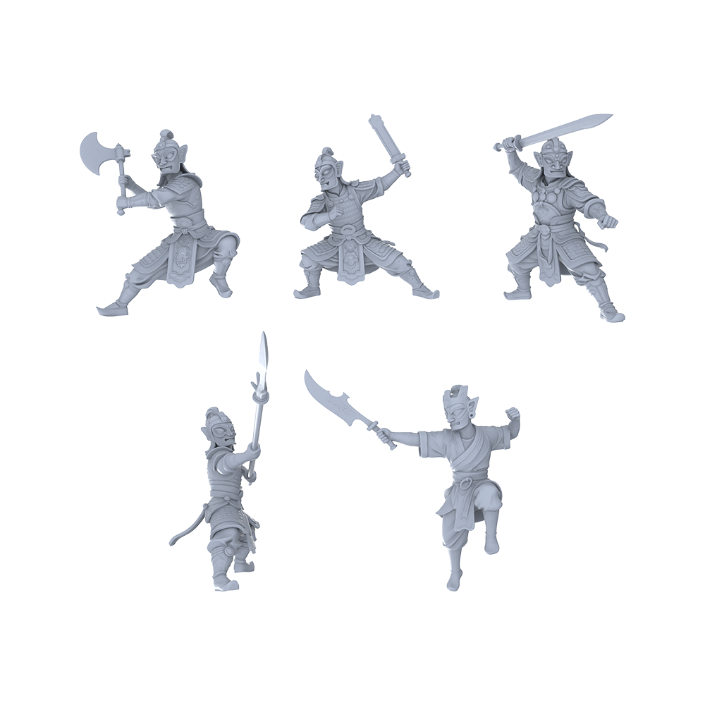 Yao's Studio LYGR002 Sanxingdui Warrior 5-Piece Set Resin White Model, War Qi Miniature Model, Guard with Knife, Guard with Long Spear, Guard with Axe 1set 3D Printed Resin Model Kit by SSMODEL