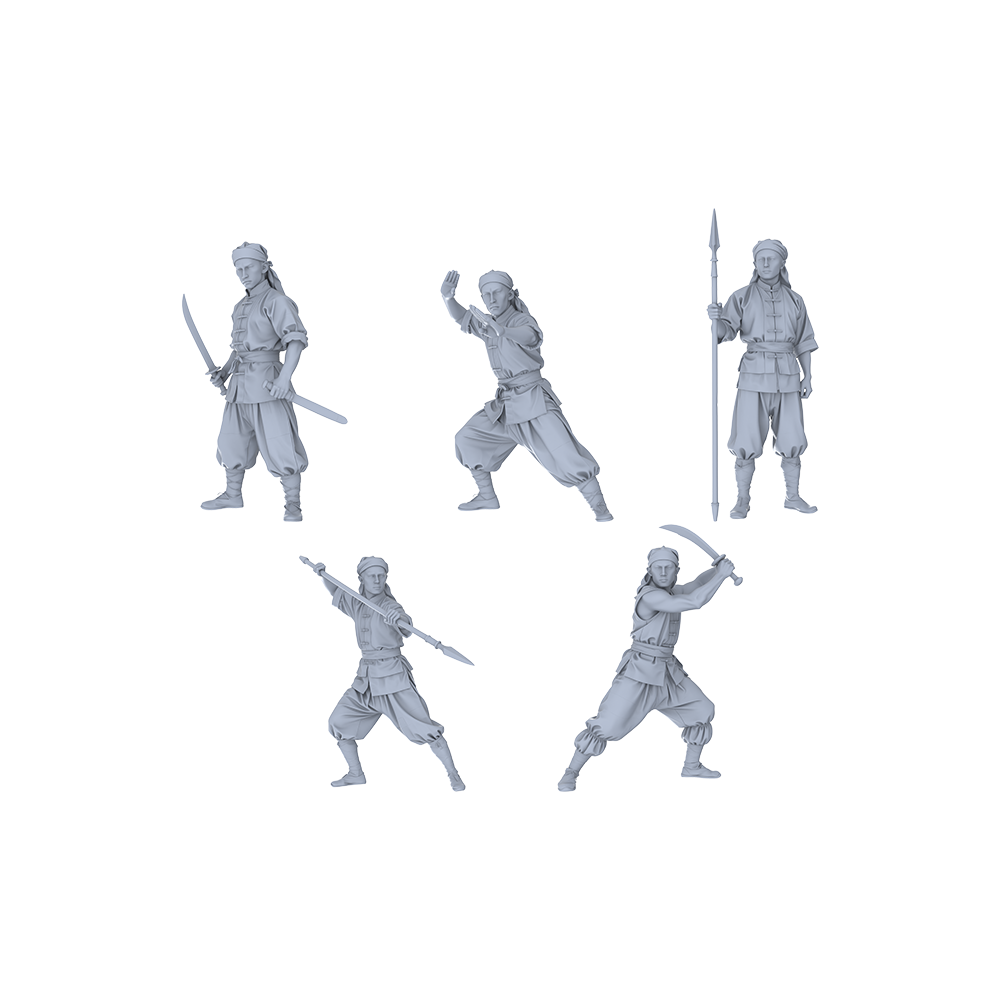 Yao's Studio LYGR003 5-Piece Boxed Set of Yihetuan Miniatures, Resin White Membrane, Miniature Wargame Models, Long Spear and Knife-Wielding Yihetuan Fighters, Miniature Landscape 3D Printed Resin Model Kit by SSMODEL