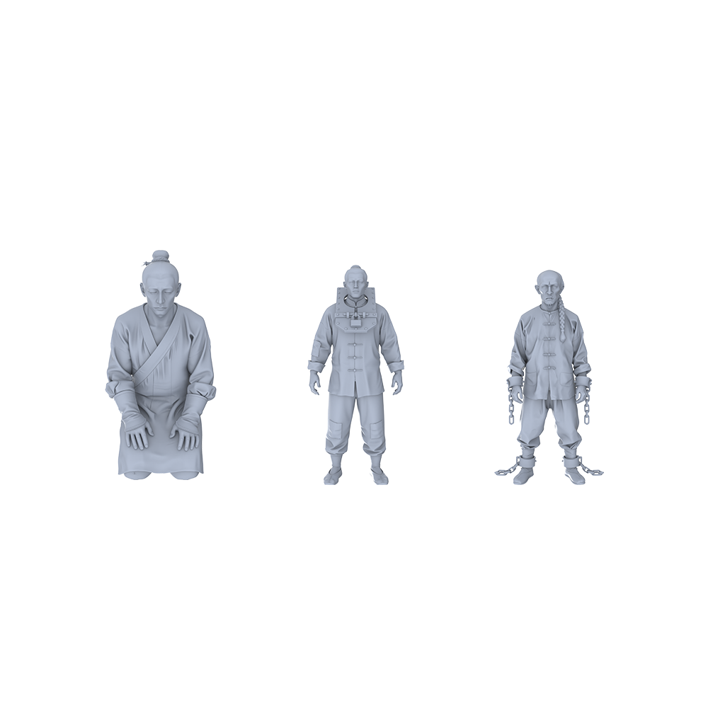 Yao's Studio LYTR126  3D - printed Models of Traditional Prisoner - themed Figures (Sitting, Standing, Chained Styles) 1set 3D Printed Resin Model Kit by SSMODEL