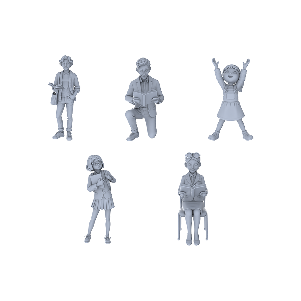 Yao's Studio LYTR127  Campus Character Miniature Set Student & Teacher Figurines for Sand Table Scenes 1set 3D Printed Resin Model Kit by SSMODEL