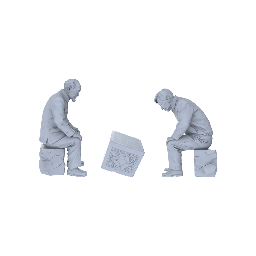 Yao's Studio LYTR129  Retro Chinese Chess Player Miniature Set Elderly Figurines for Sand Table Scene Decoration 1set 3D Printed Resin Model Kit by SSMODEL